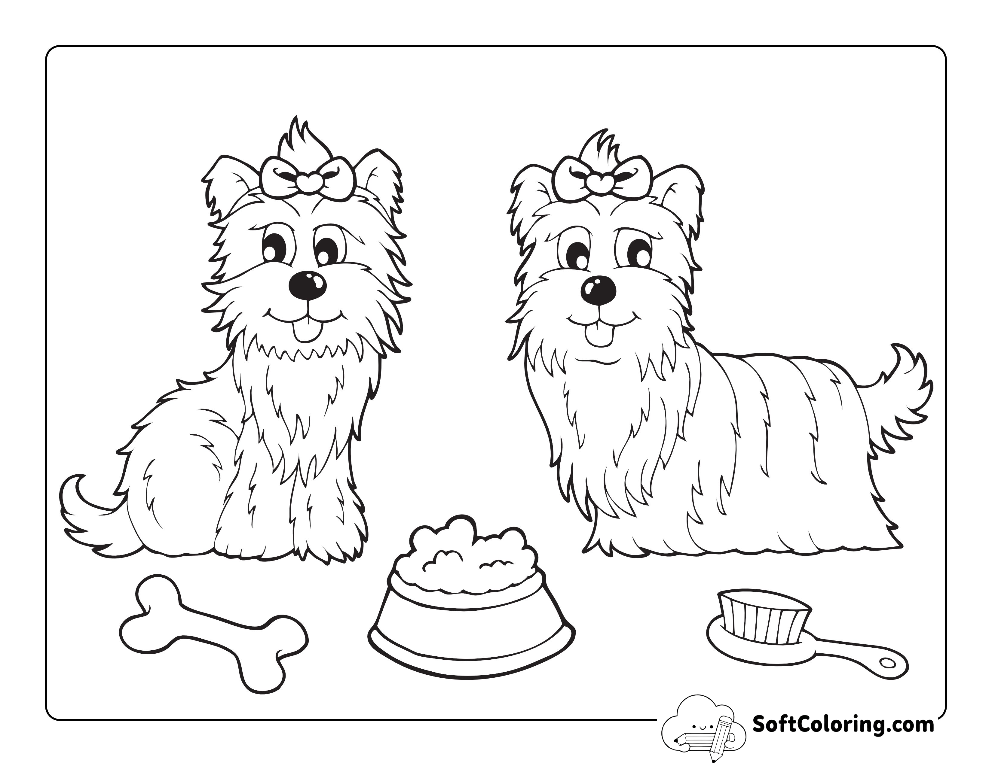 Pretty Dogs Coloring Page for Kids