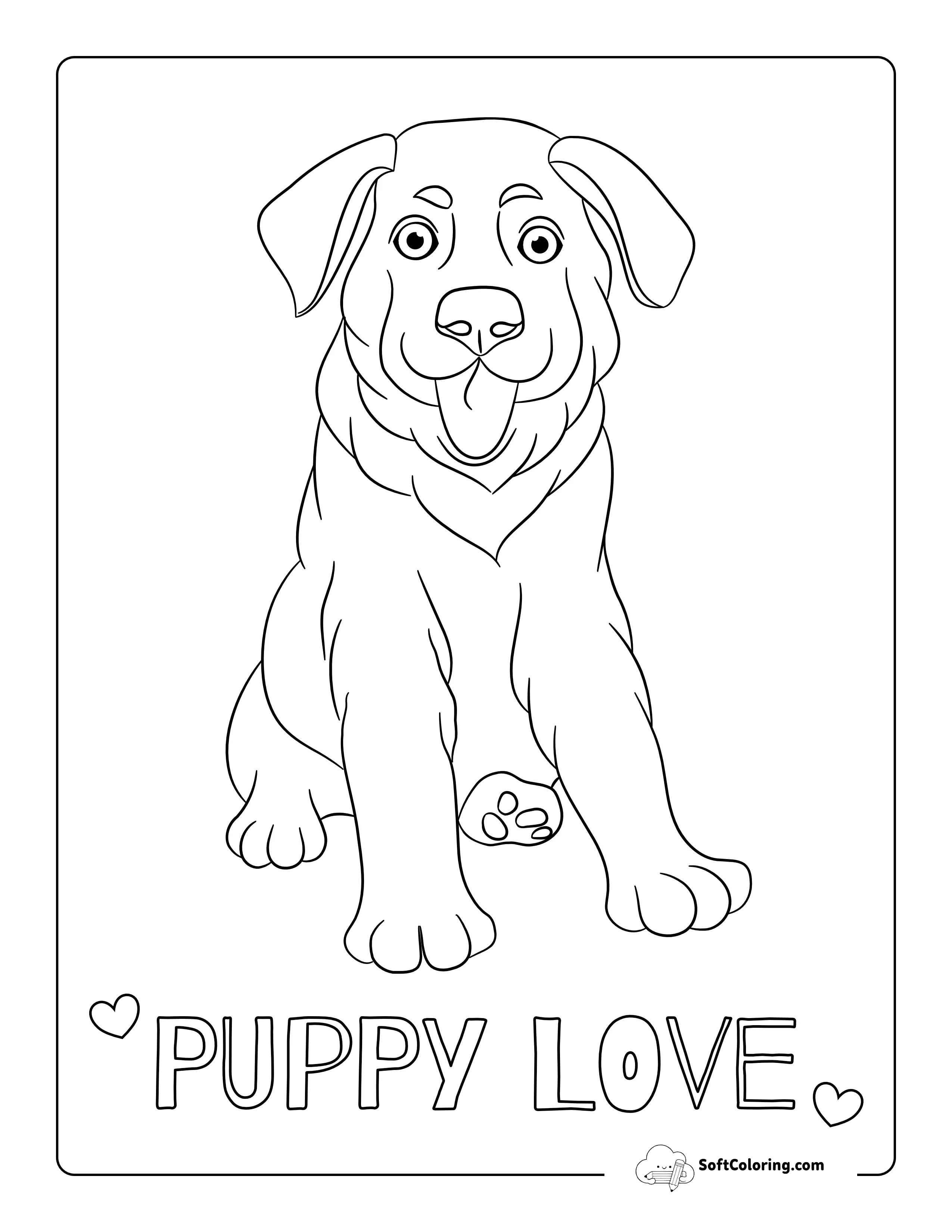 Sitting Puppy Outline To Color