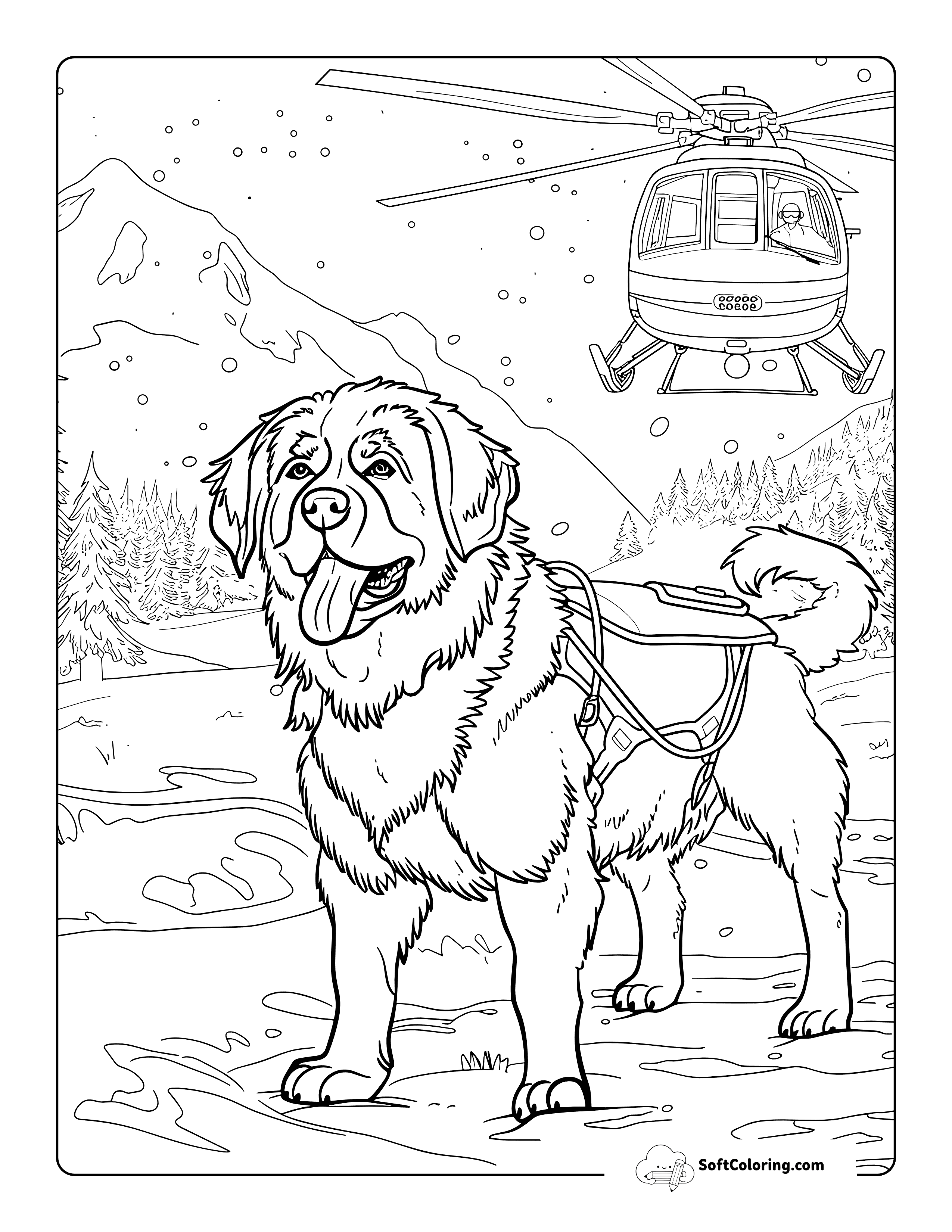 St. Bernard Rescue Mission Coloring Page For Adults