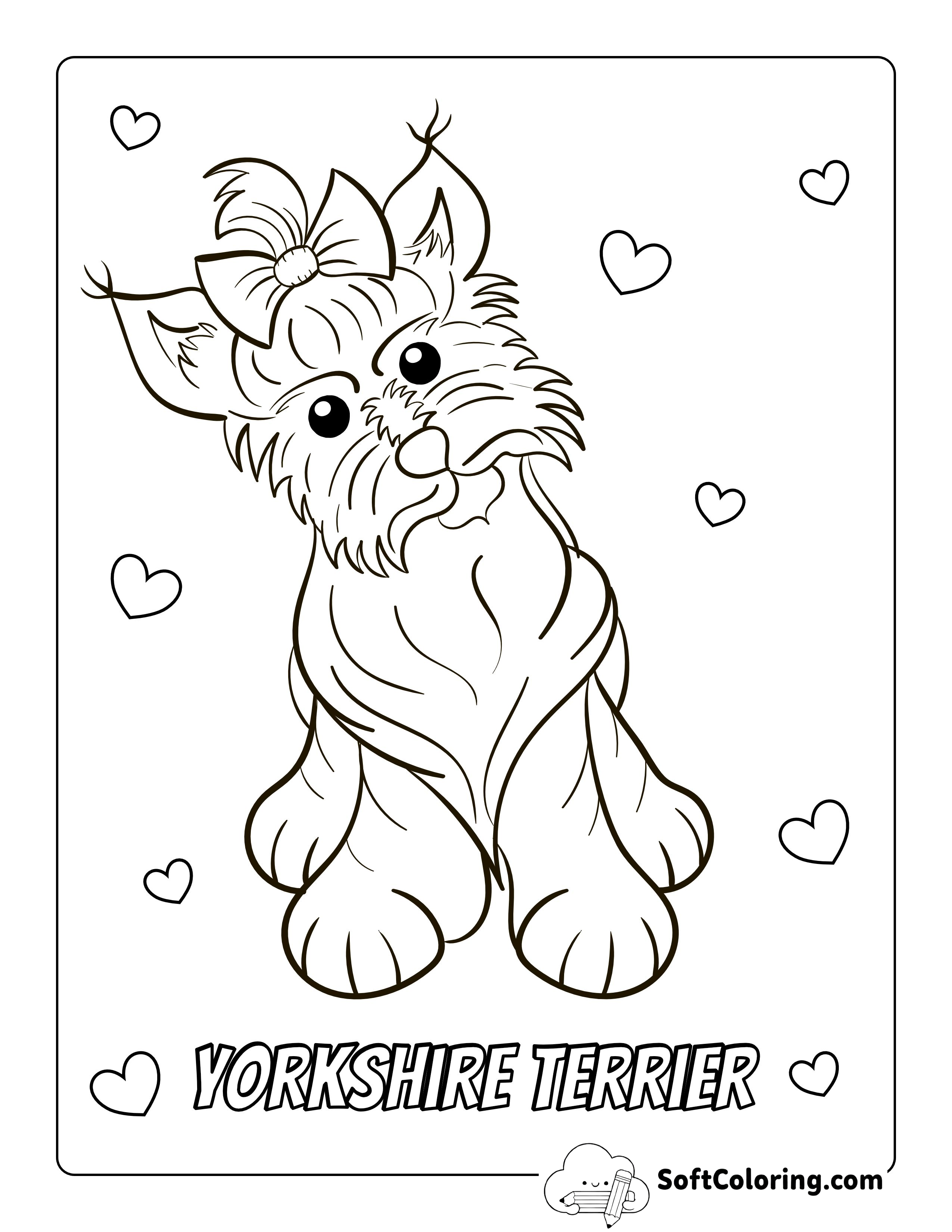 Yorkshire Terrier with Bow Coloring Page