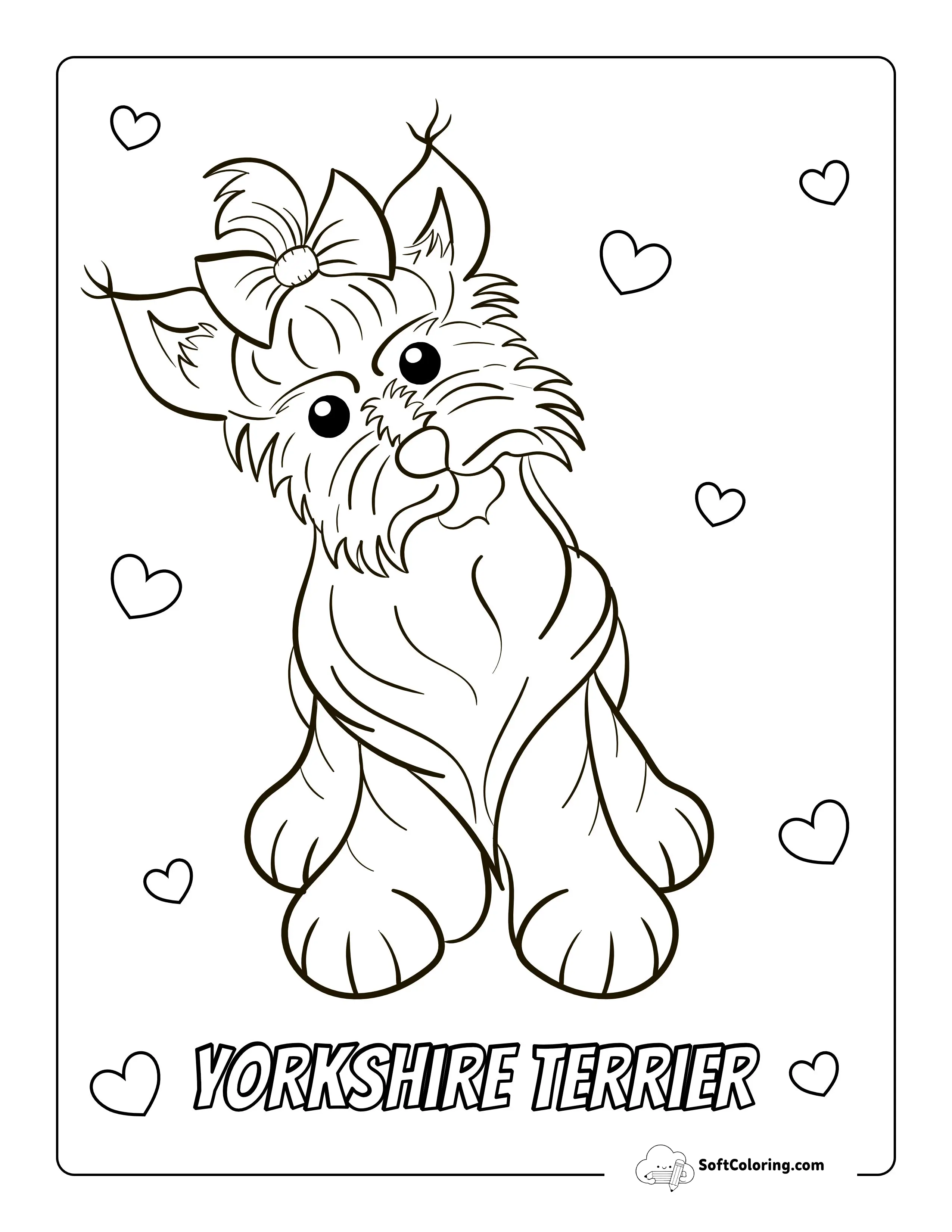 Yorkshire Terrier With Bow Coloring Page