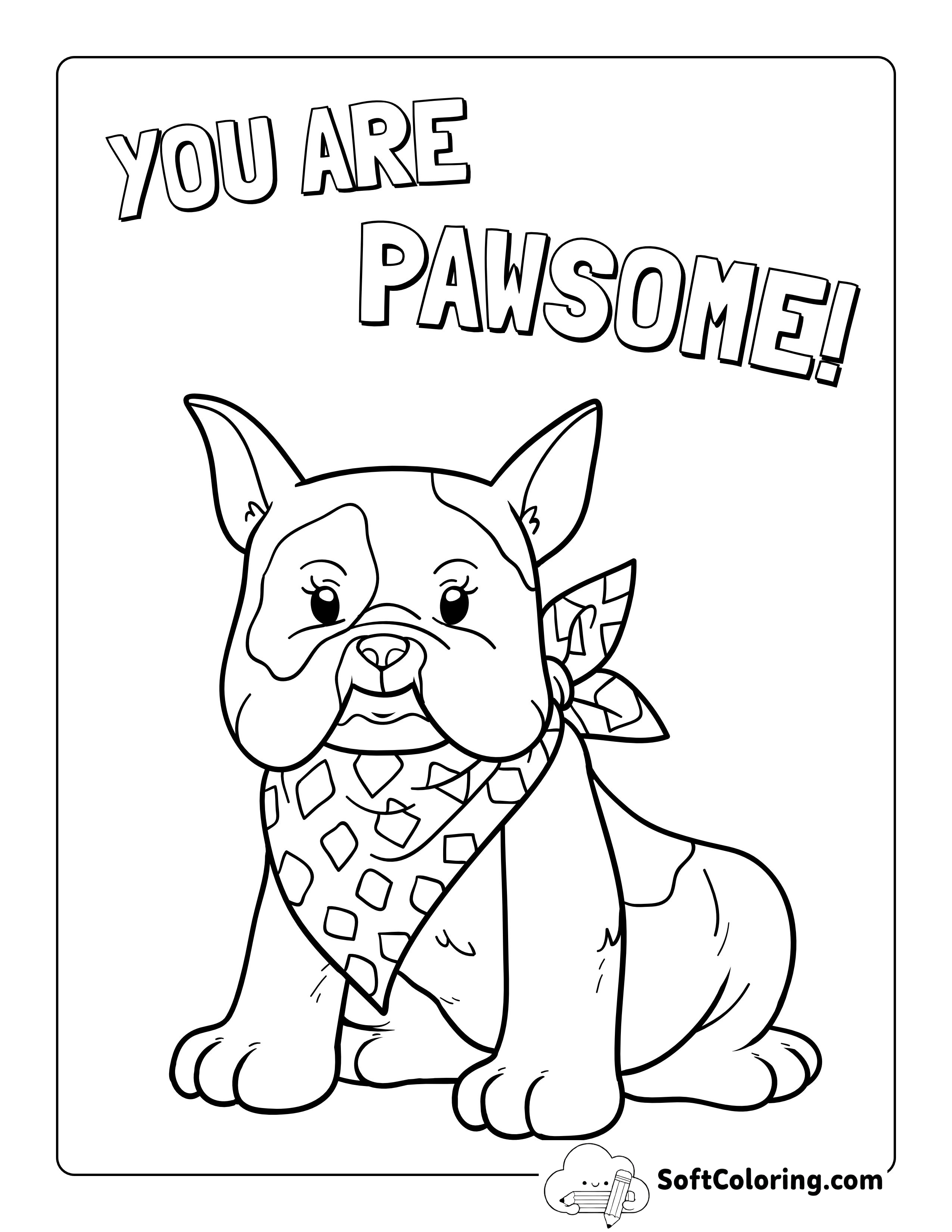 "You Are Pawsome" Bulldog Coloring Sheet