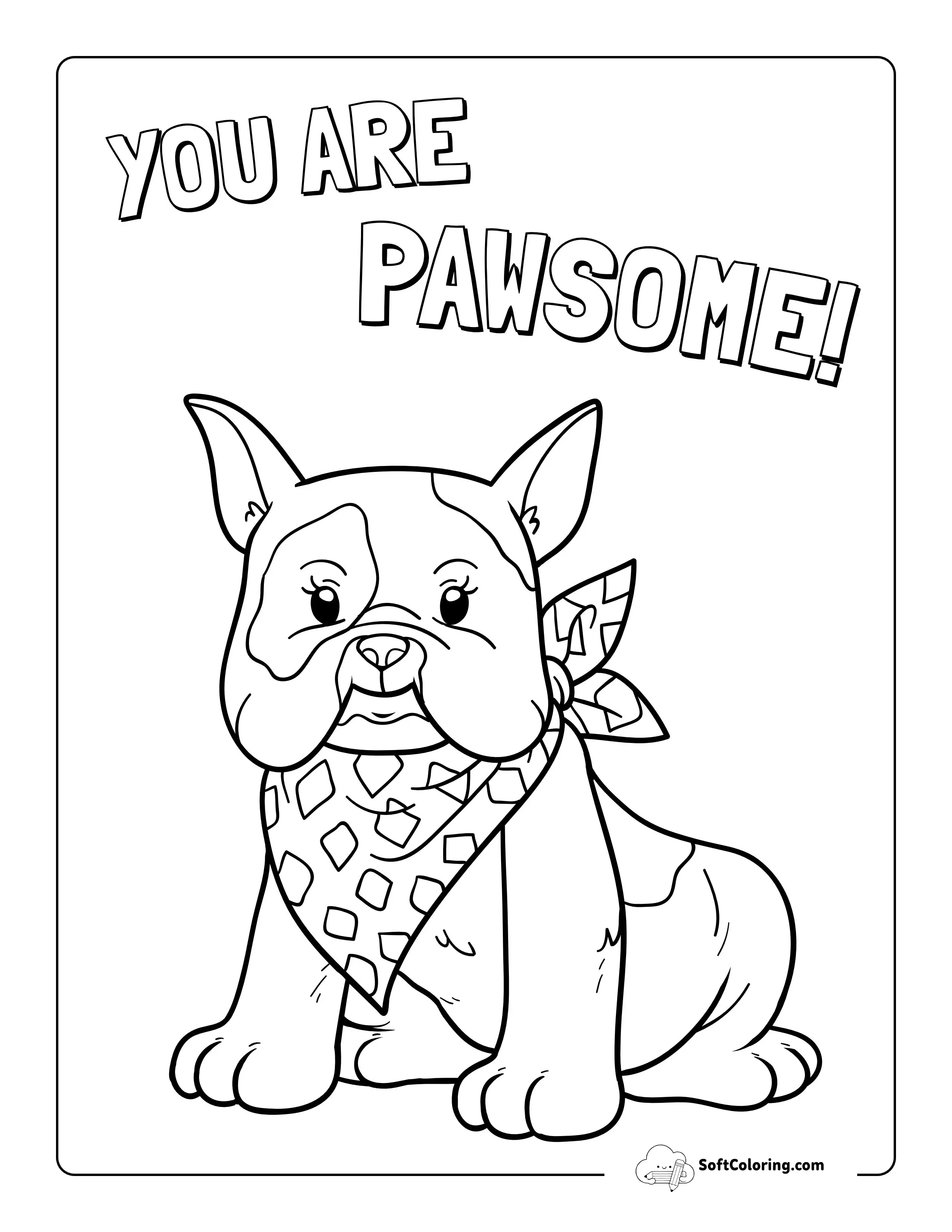 "You Are Pawsome" Bulldog Coloring Sheet