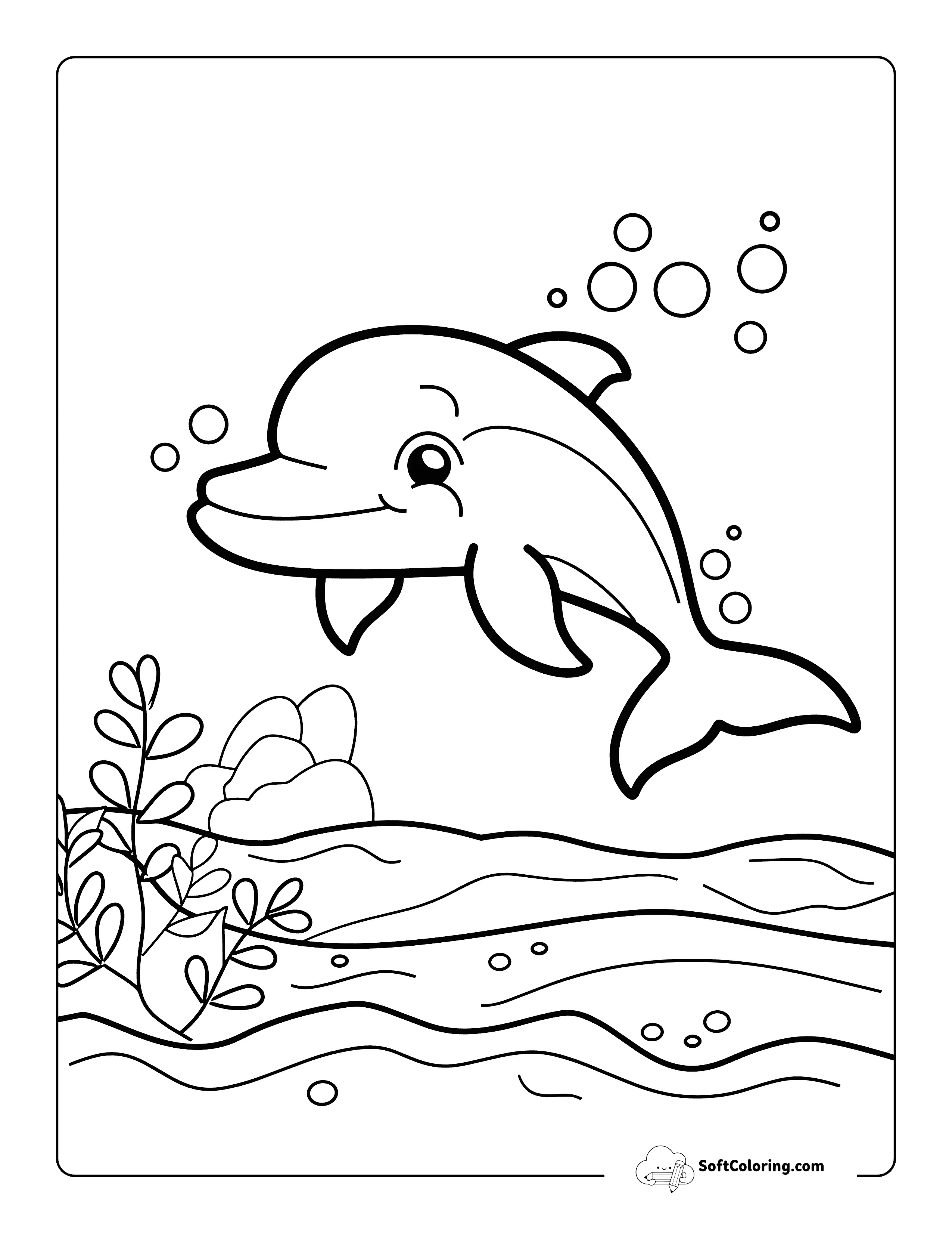 Under The Sea Dolphin Coloring Page