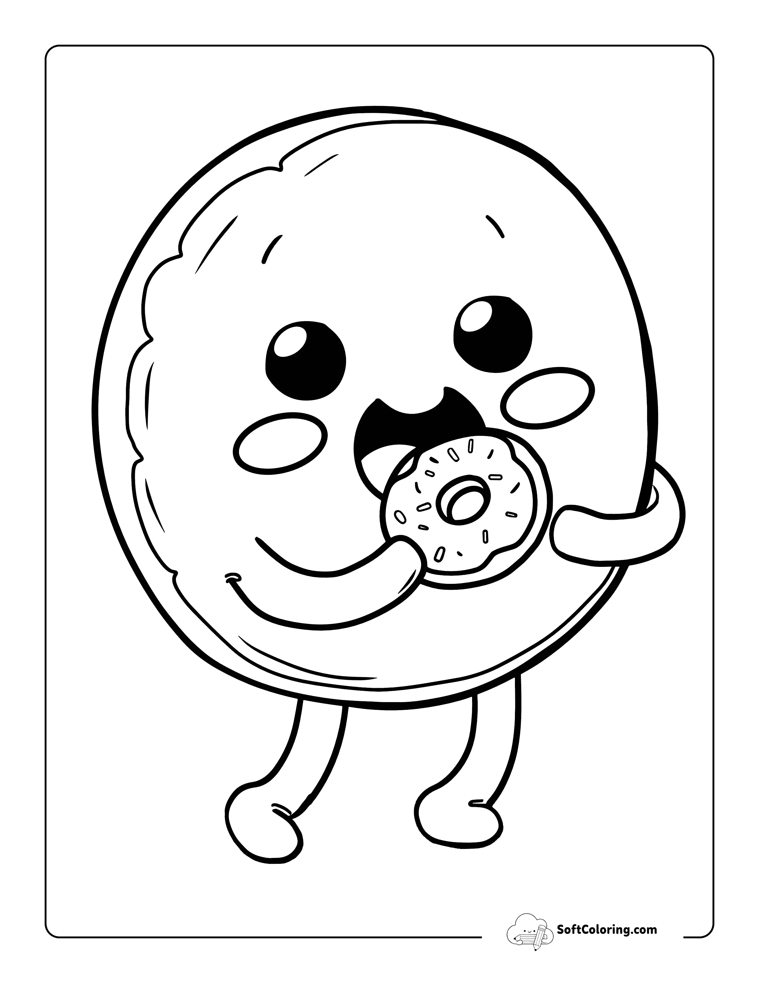 Snacking Donut Coloring Page