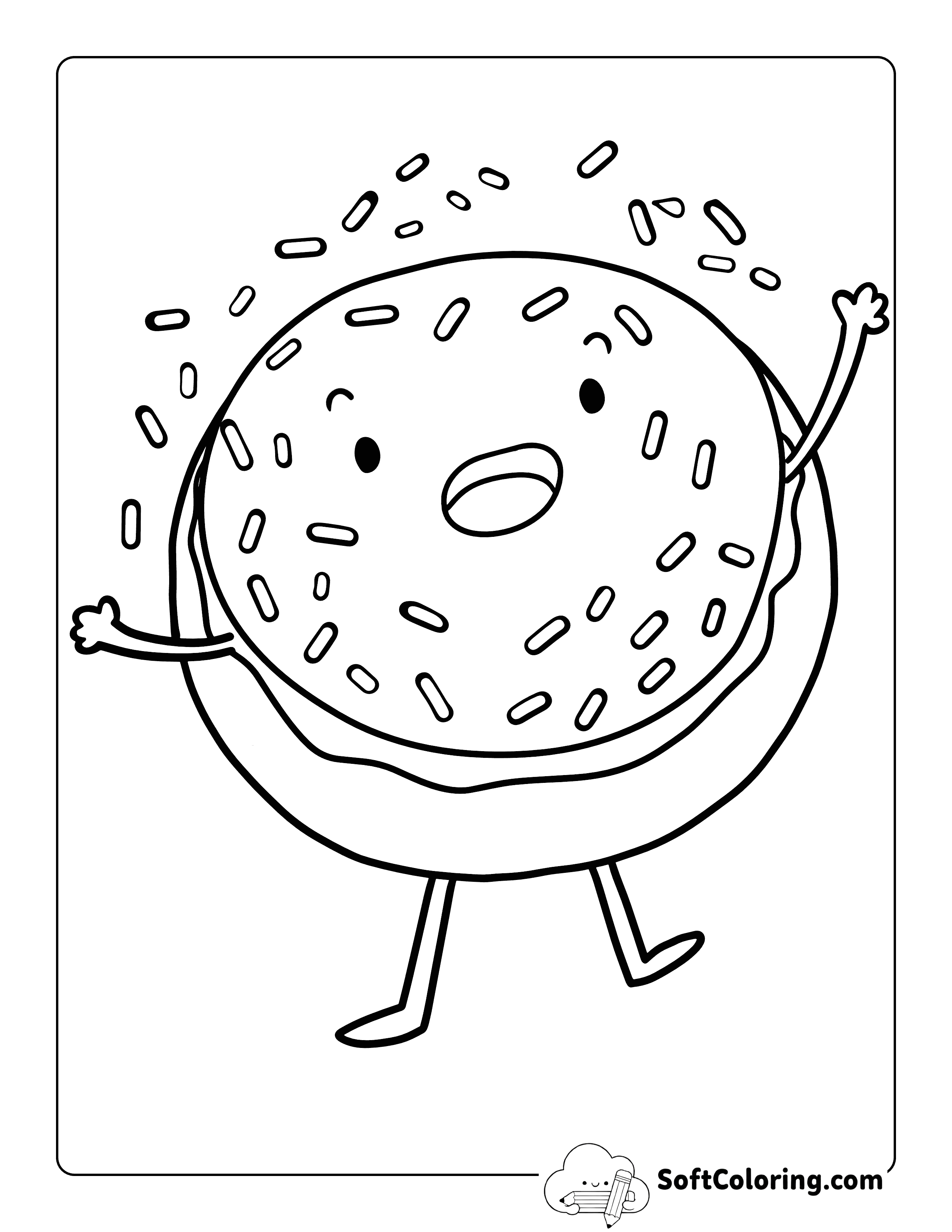 Sprinkle Confetti Donut Coloring Page
