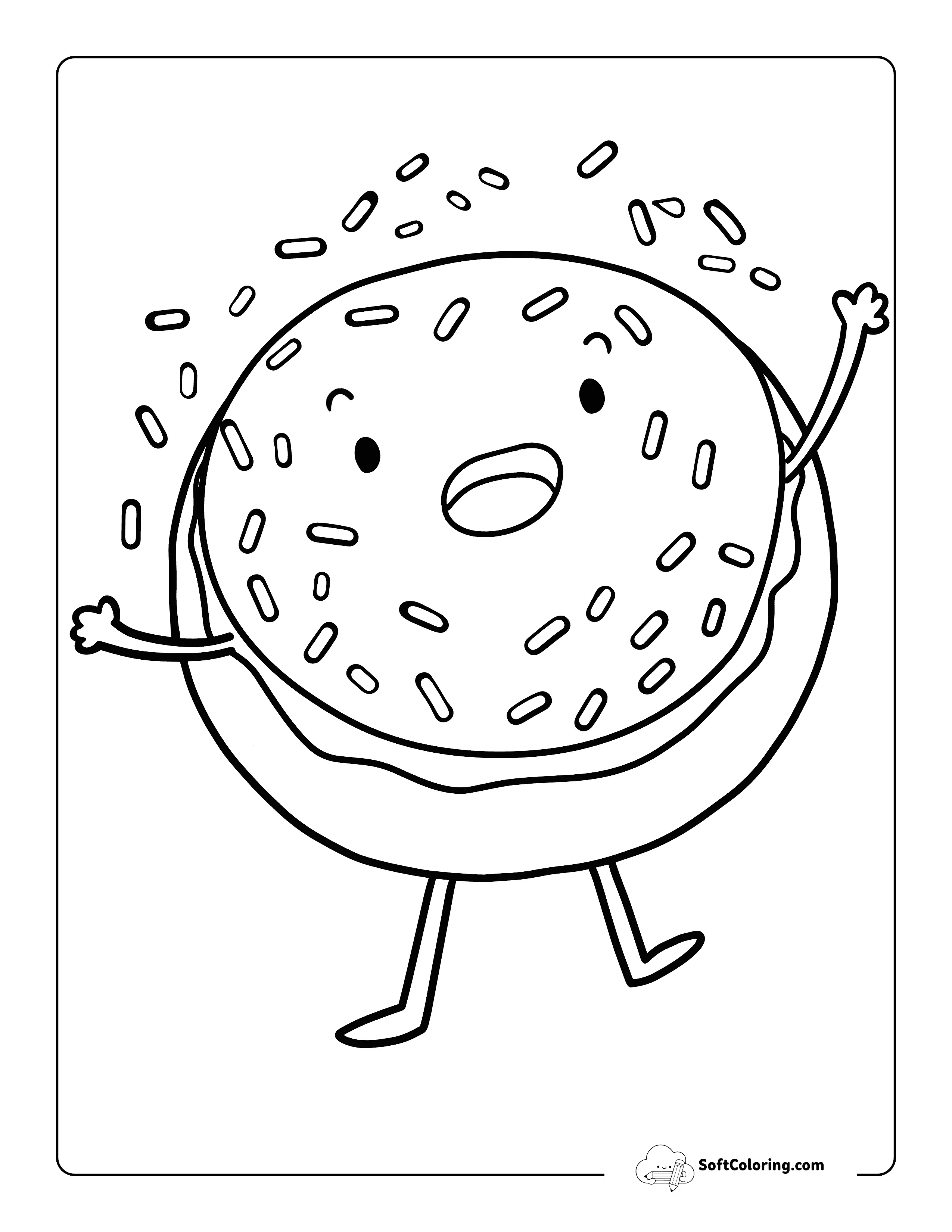 Sprinkle Confetti Donut Coloring Page