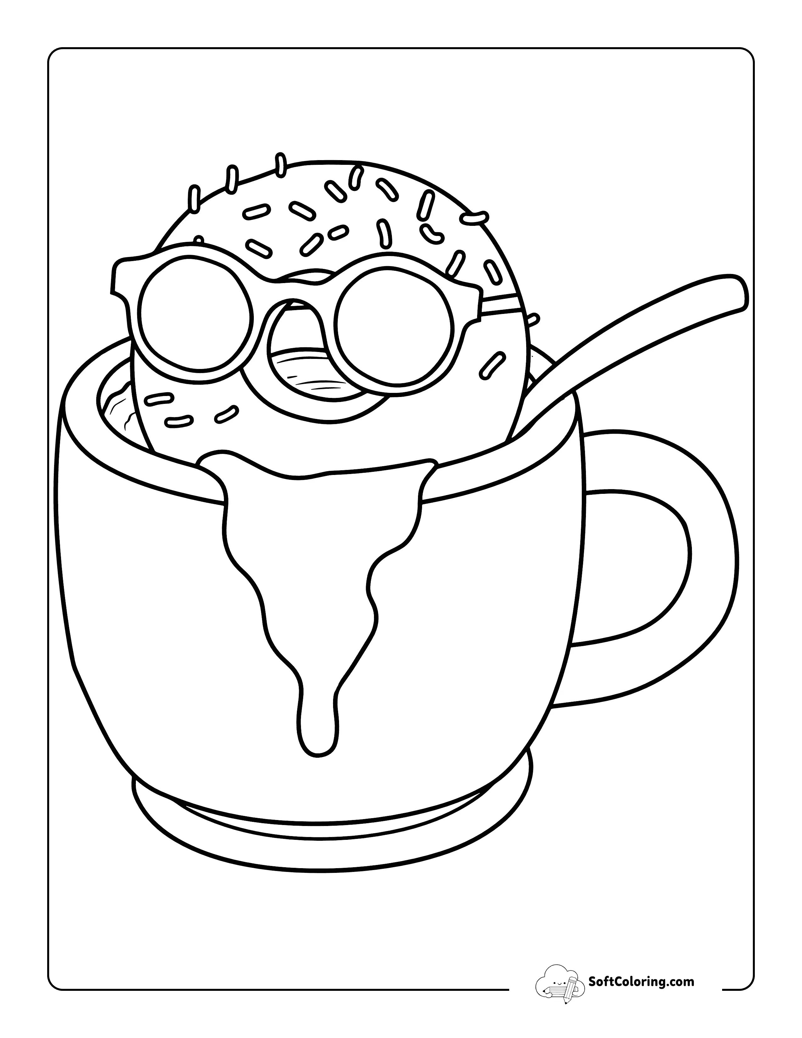 Coffee And Donut Coloring Page