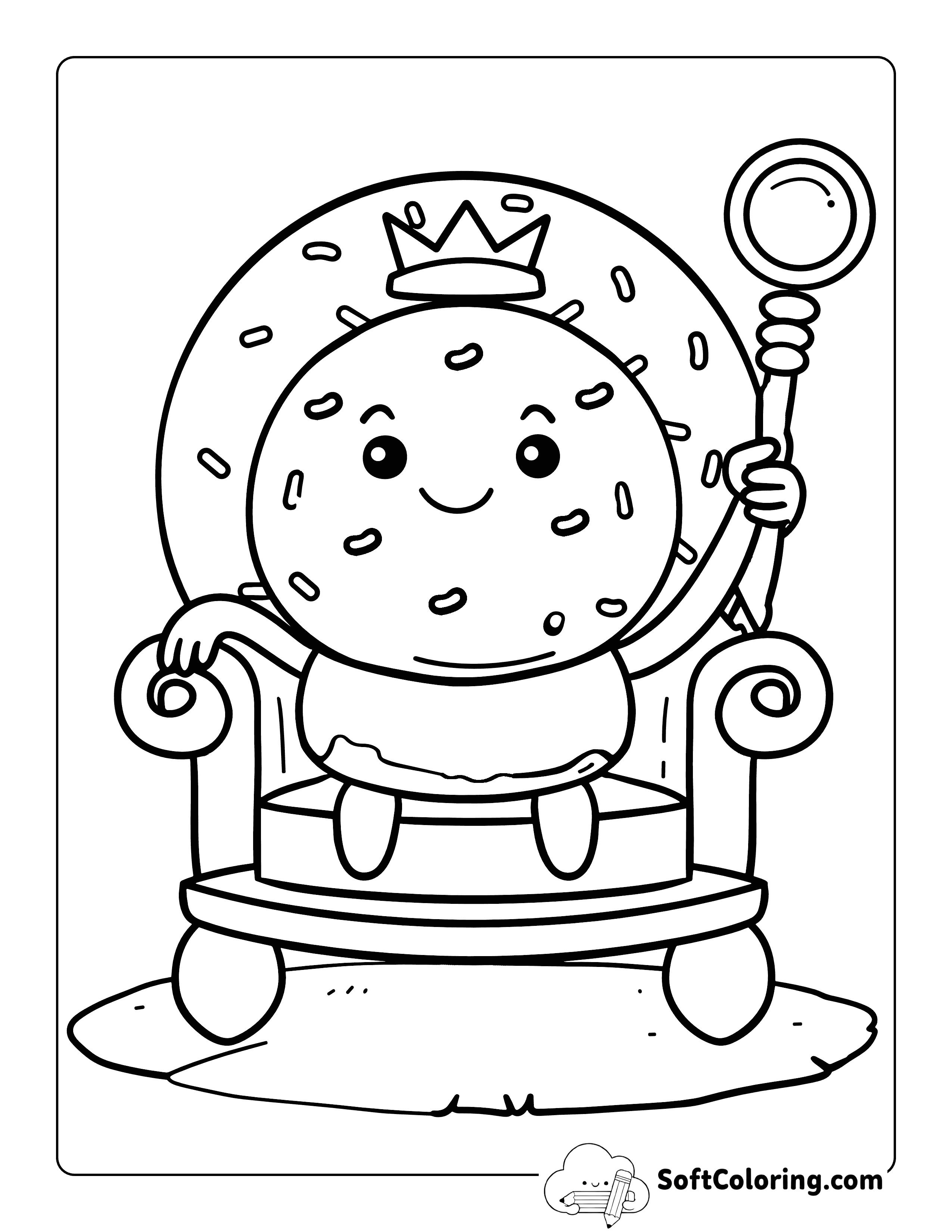 Donut King on Throne Coloring Page