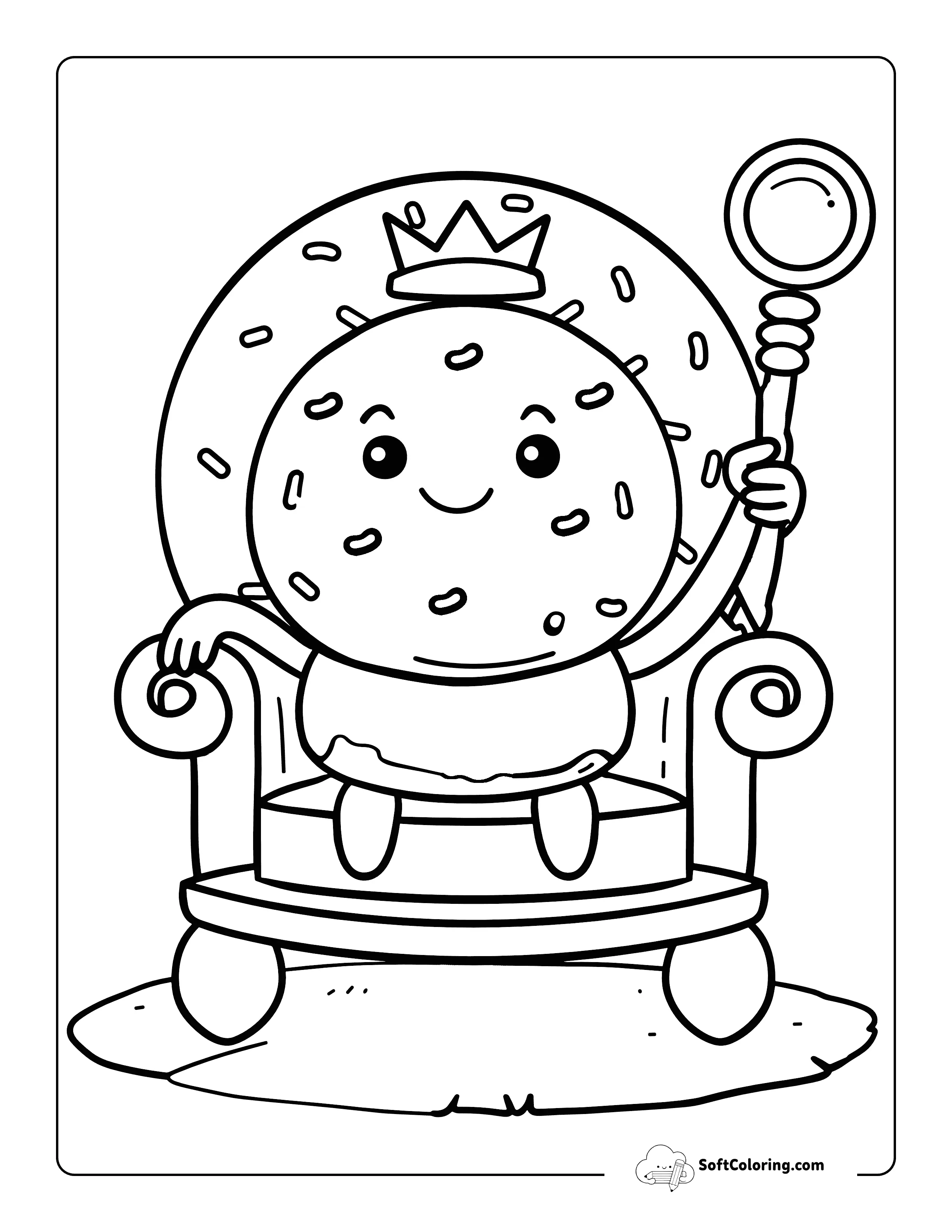 Donut King On Throne Coloring Page