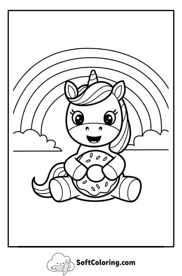 Unicorn Donut Coloring Page