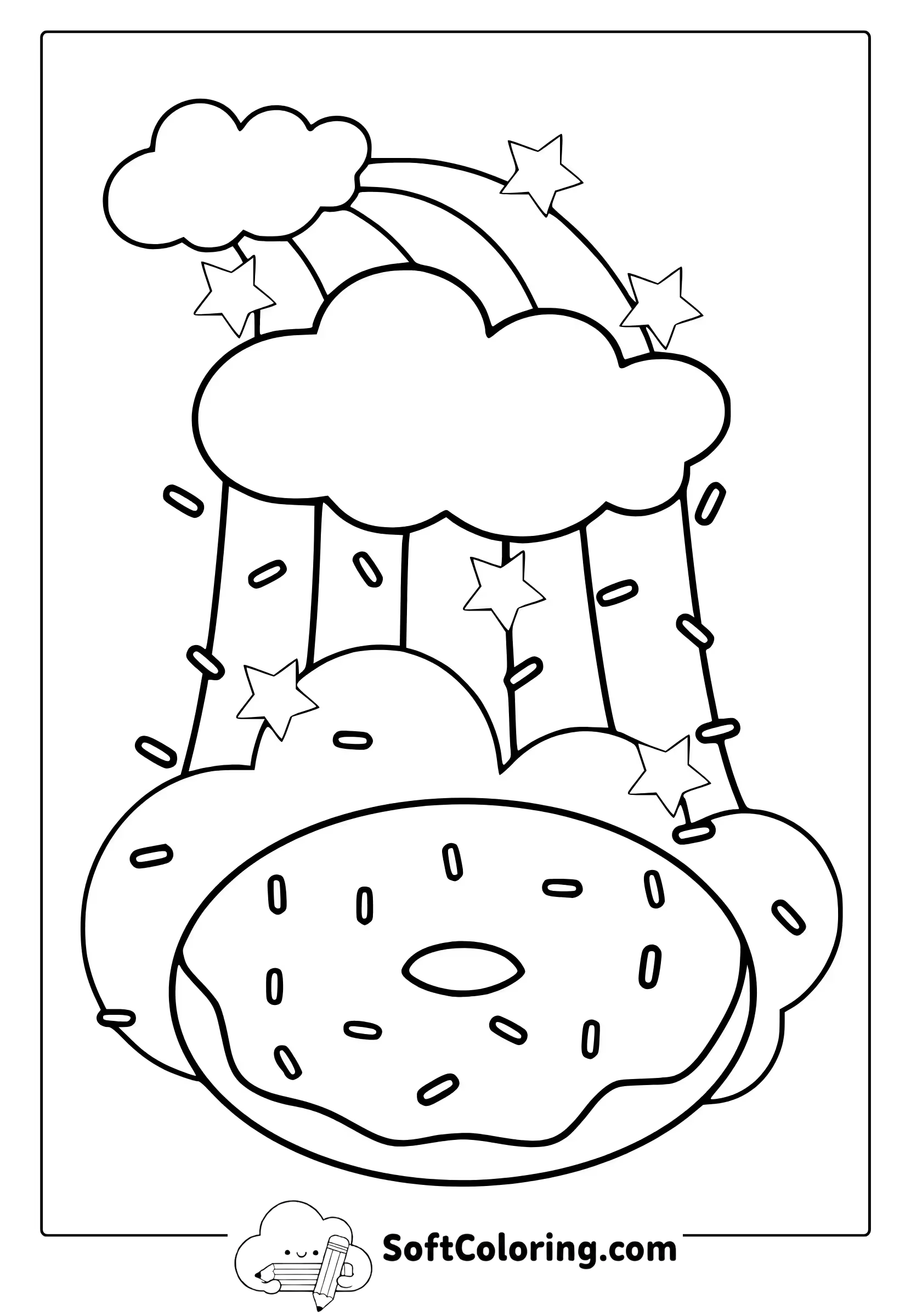 donut with rainbow sprinkles coloring page