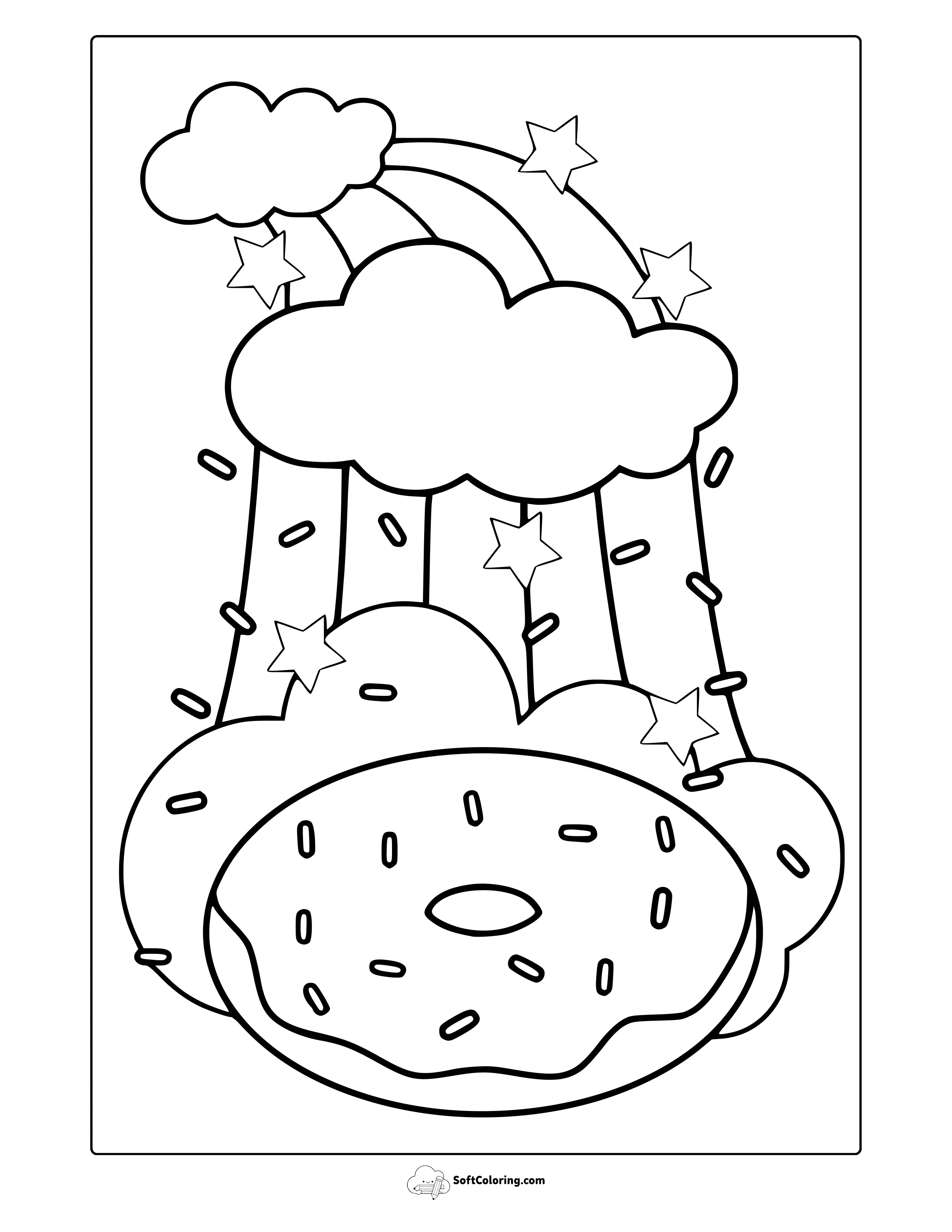 Donut With Rainbow Sprinkles Coloring Page