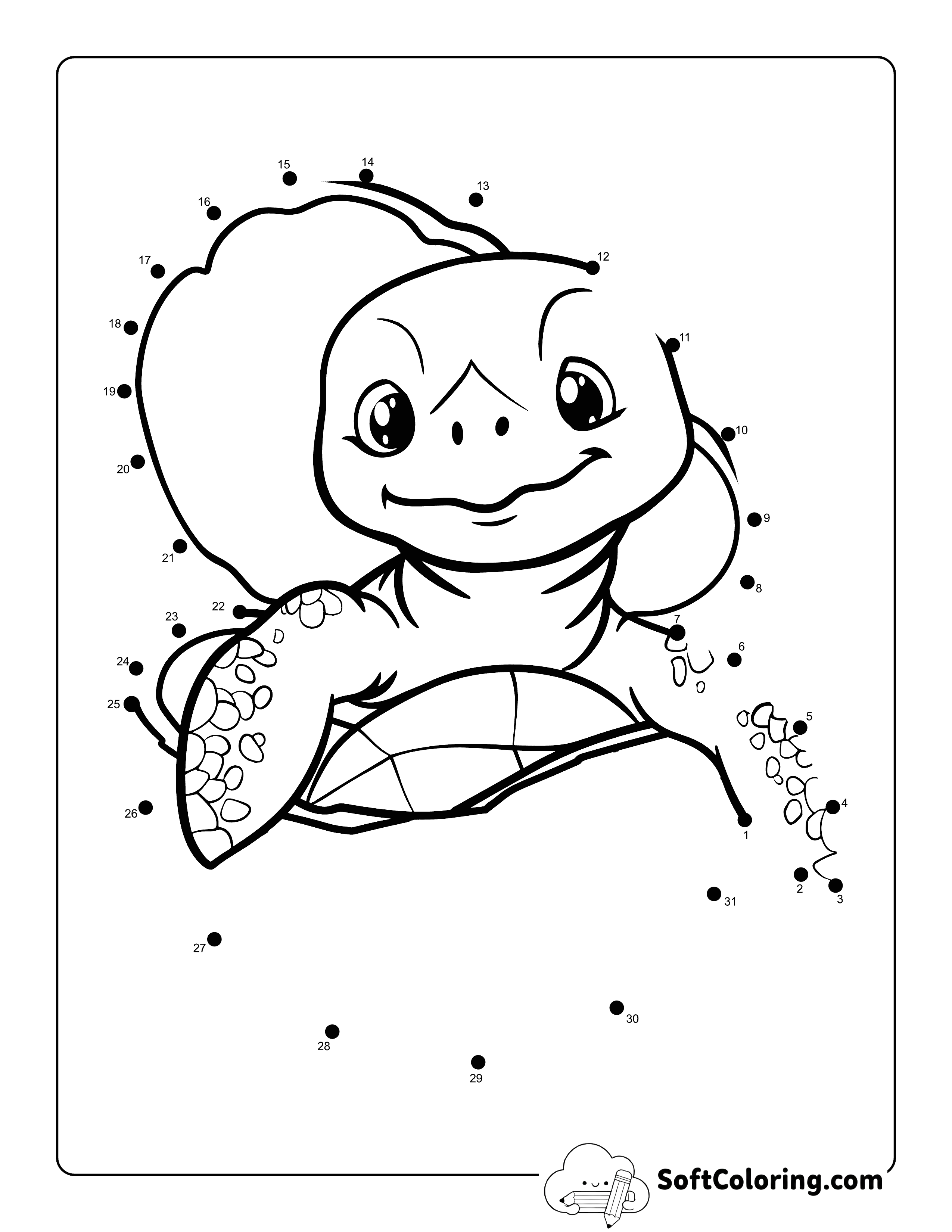 Baby Turtle Beginner Easy Dot to Dot Printable