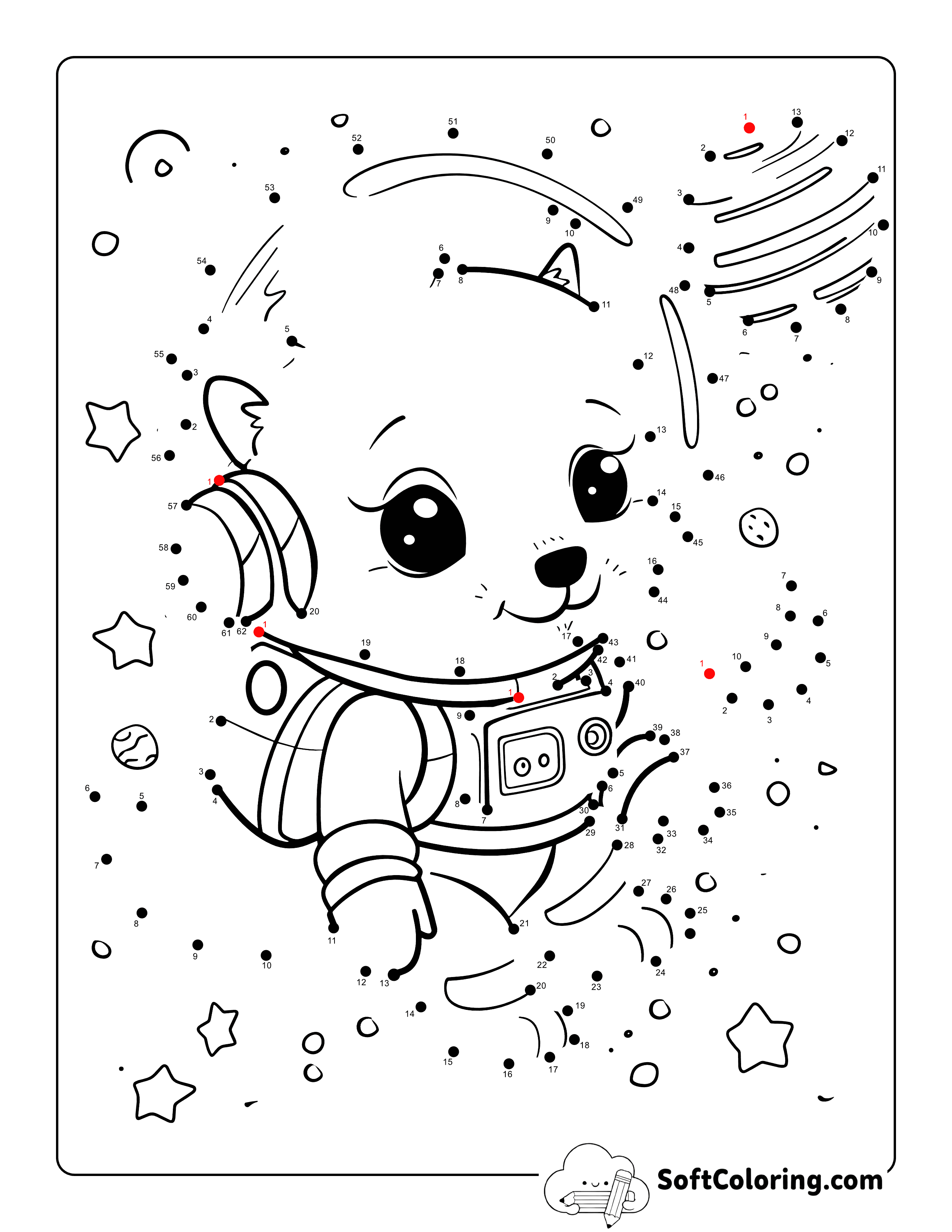 Fox in Space Challenging Dot to Dot Puzzle