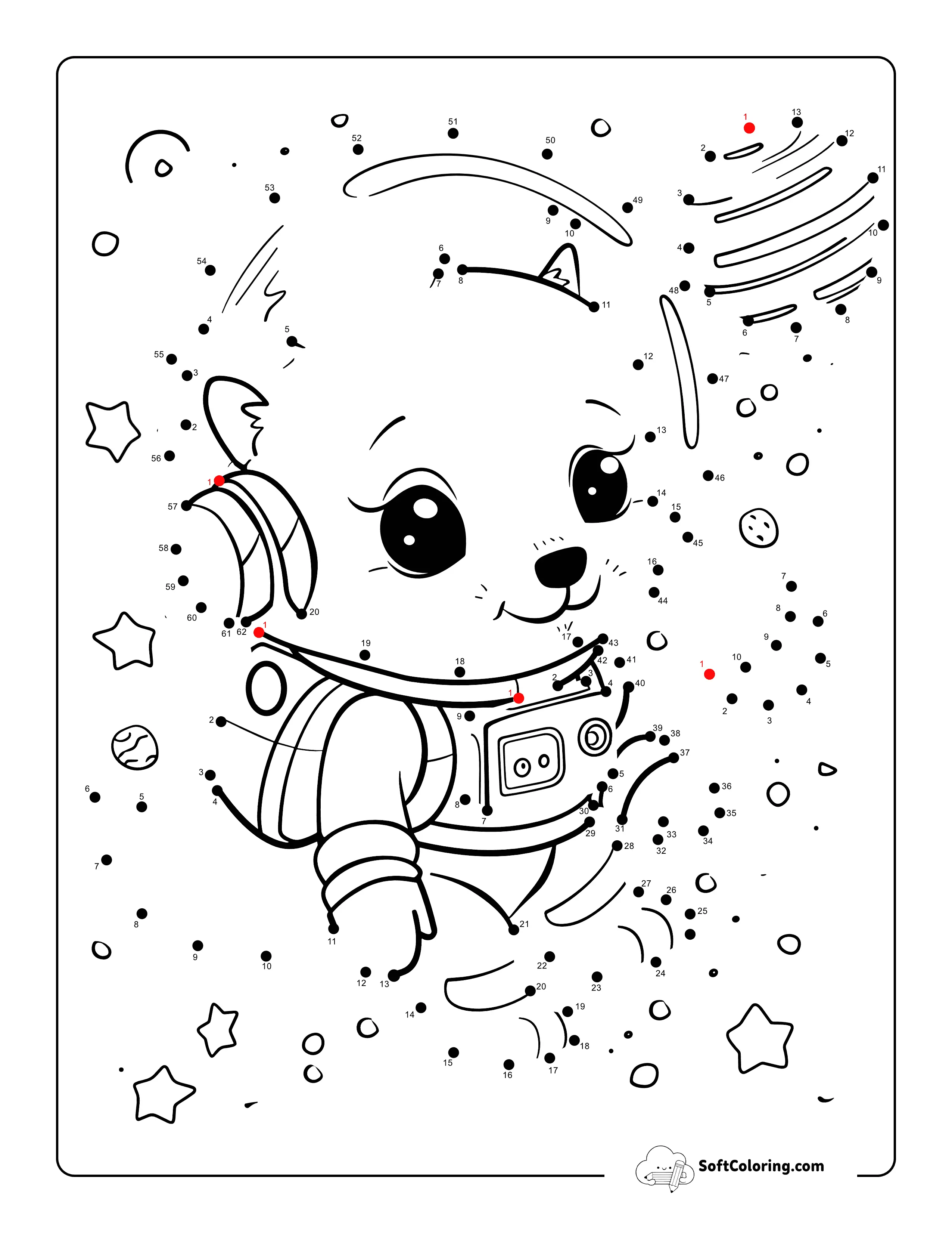 Fox In Space Challenging Dot To Dot Puzzle