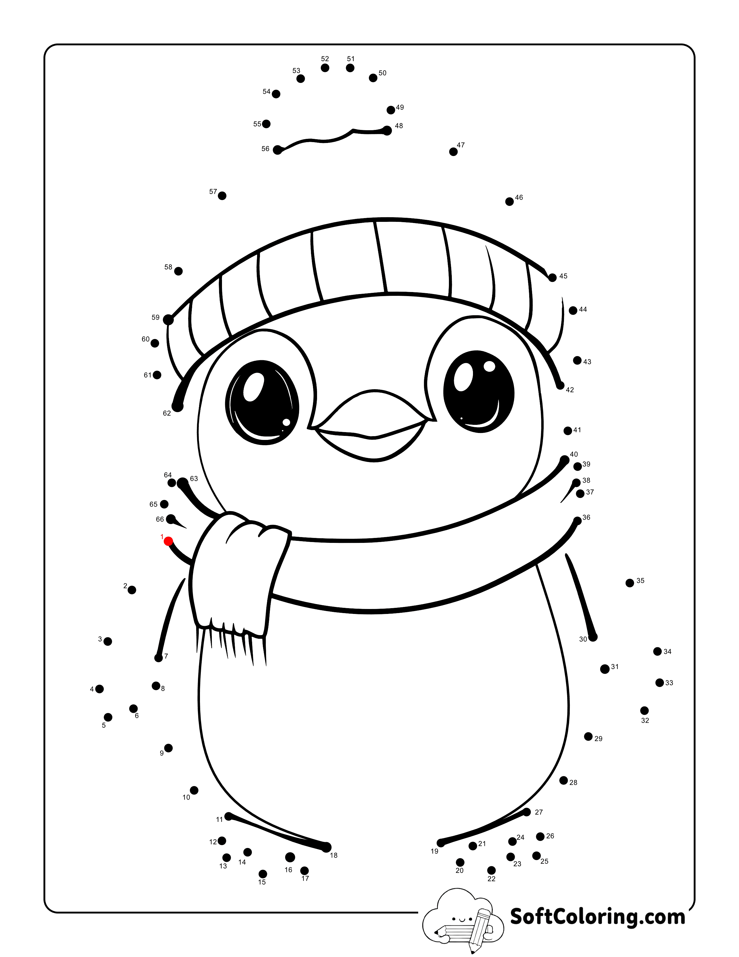 Cute Penguin Winter Dot to Dot Printable