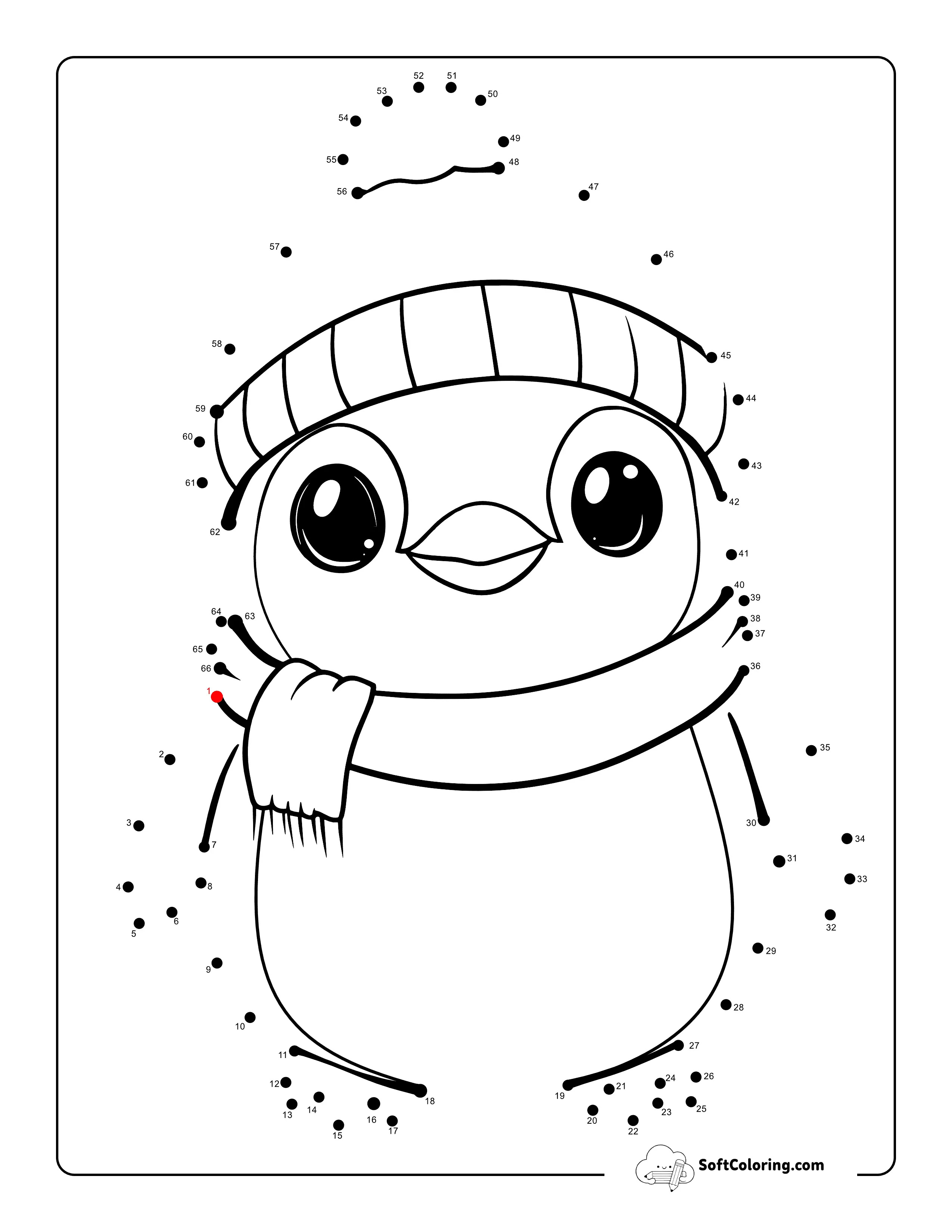 Cute Penguin Winter Dot To Dot Printable