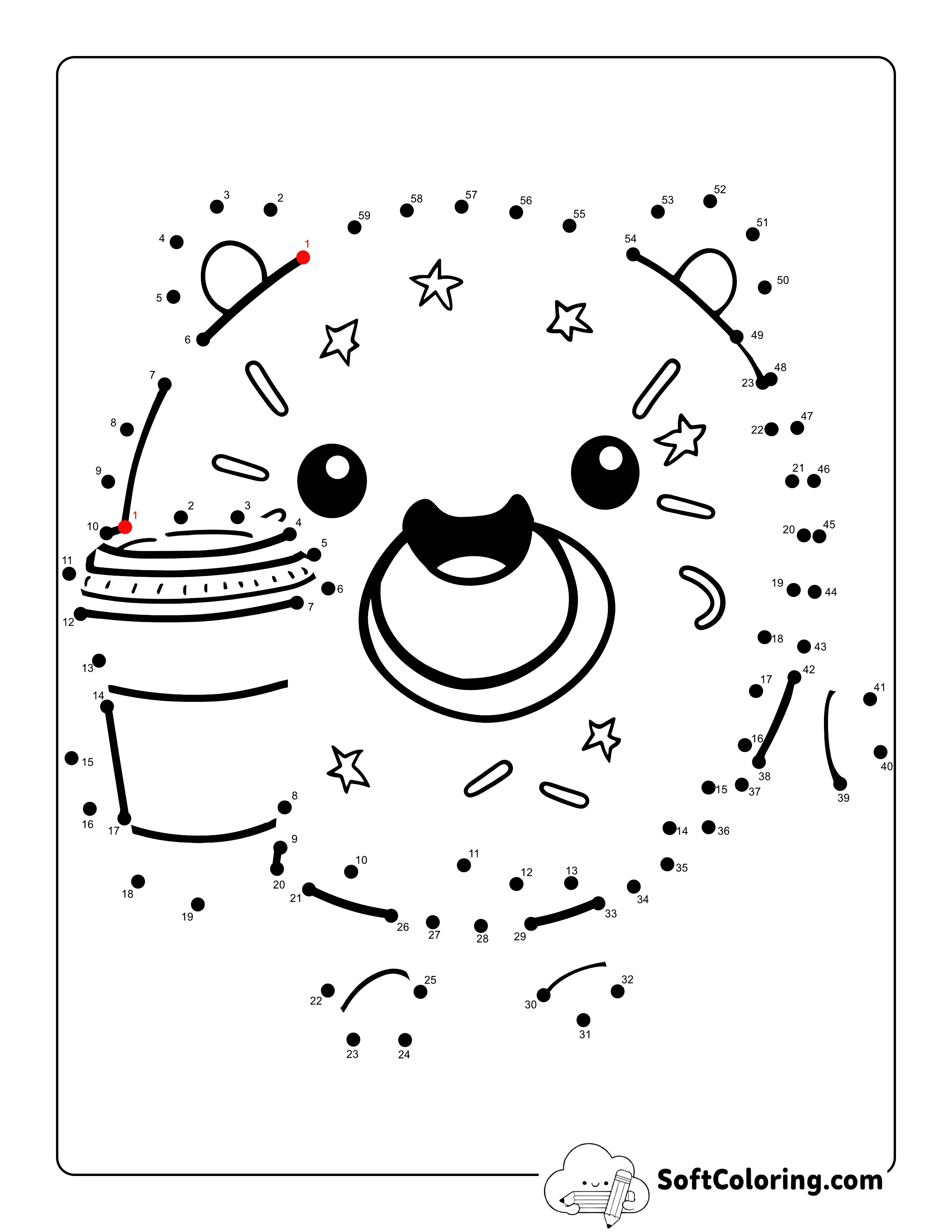 Sprinkled Donut Dot to Dot Printable to Color
