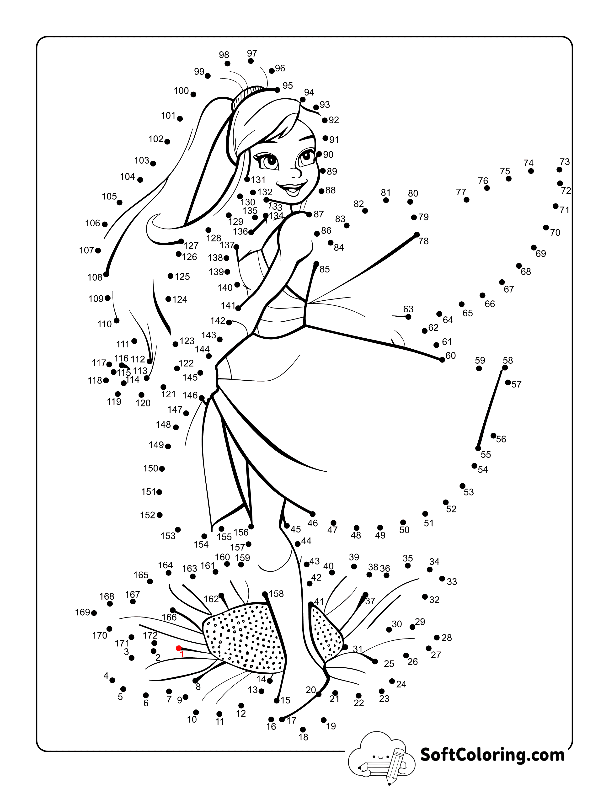 Fairy Princess Challenging Connect the Dots Printable