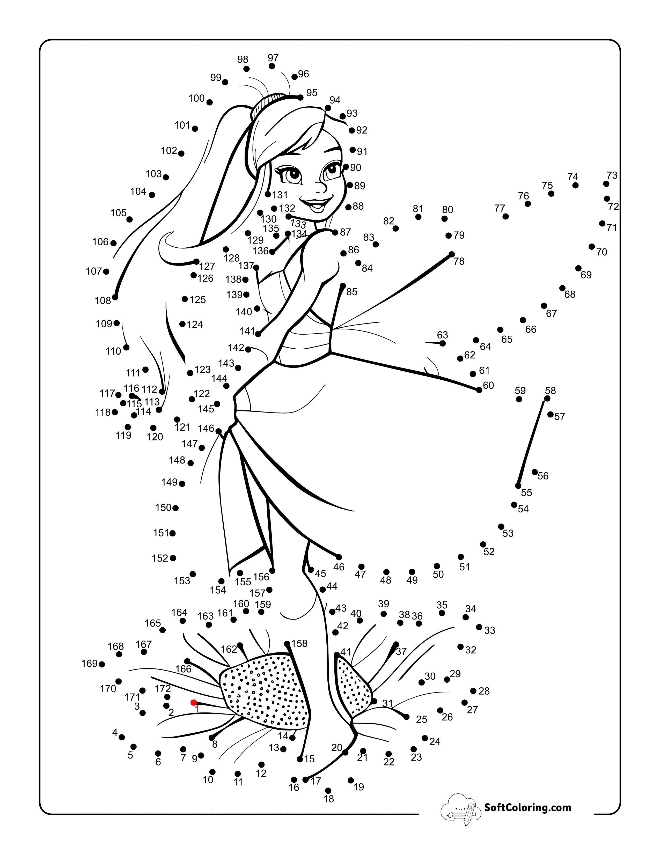 Fairy Princess Challenging Connect The Dots Printable