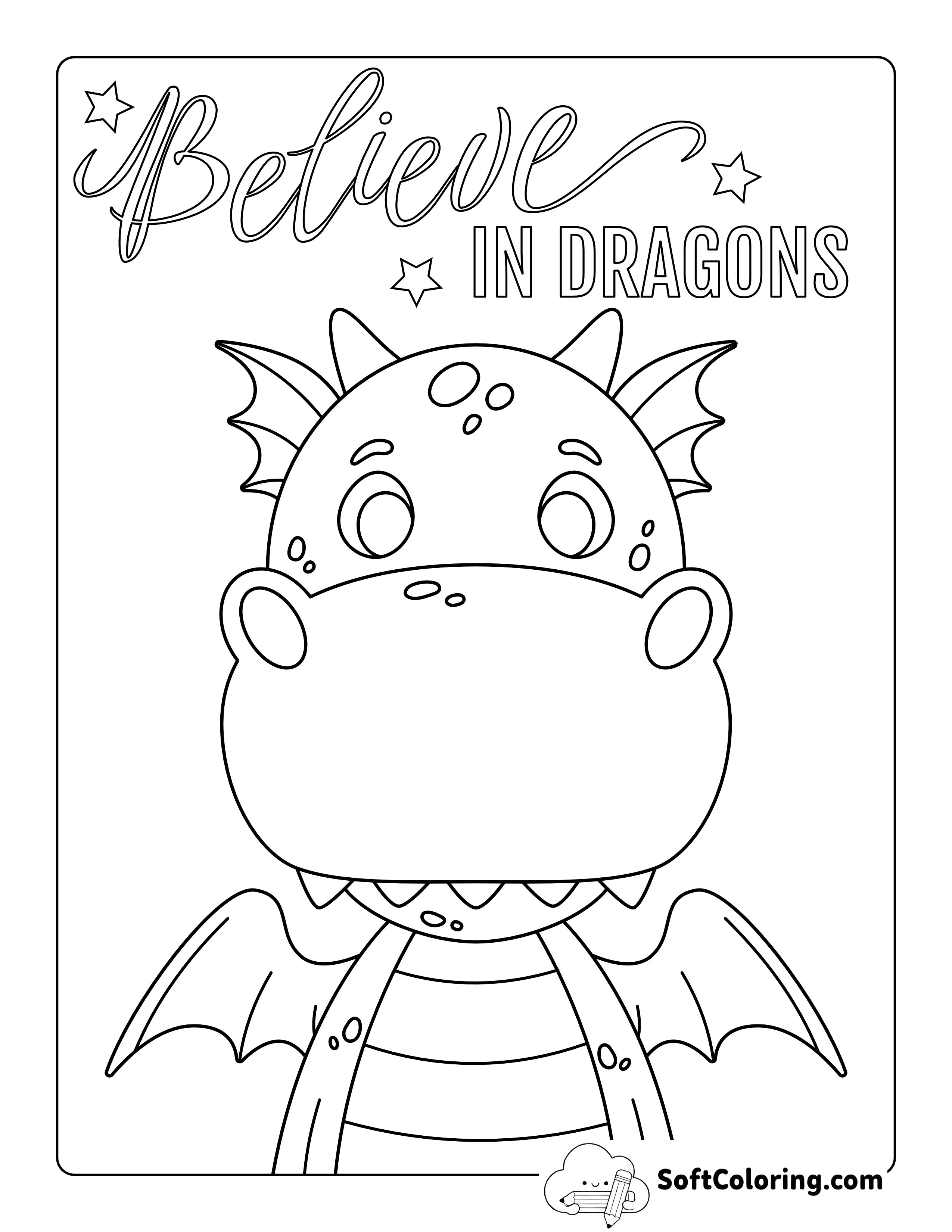 "Believe in Dragons" Coloring Page