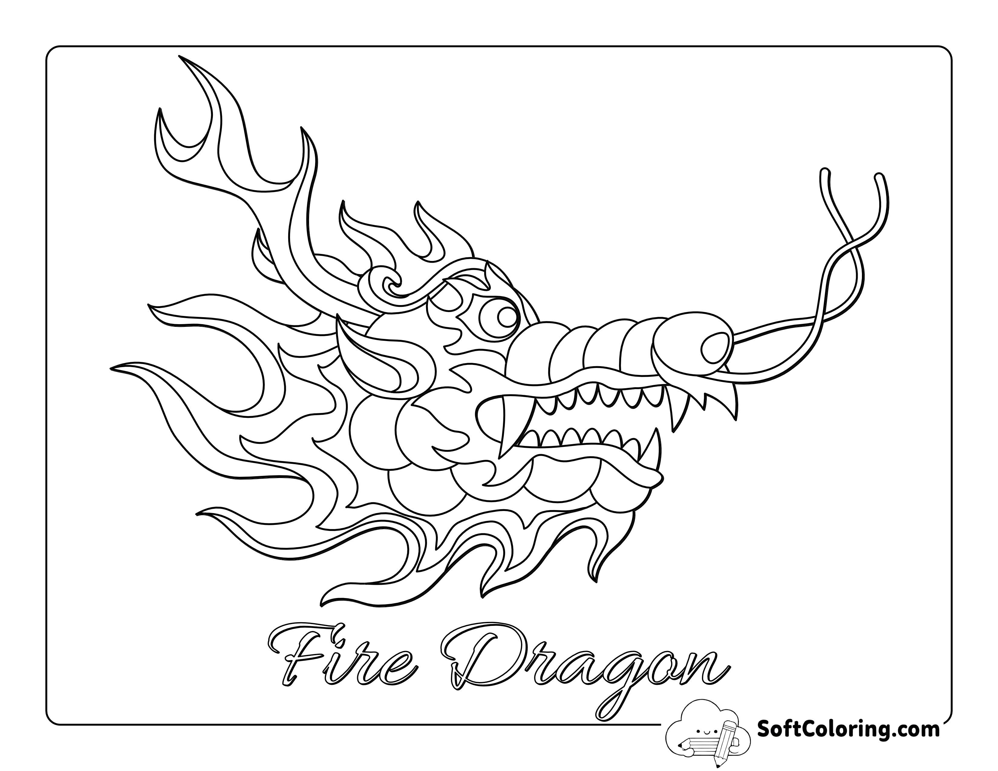 Fire Dragon Head Coloring Page