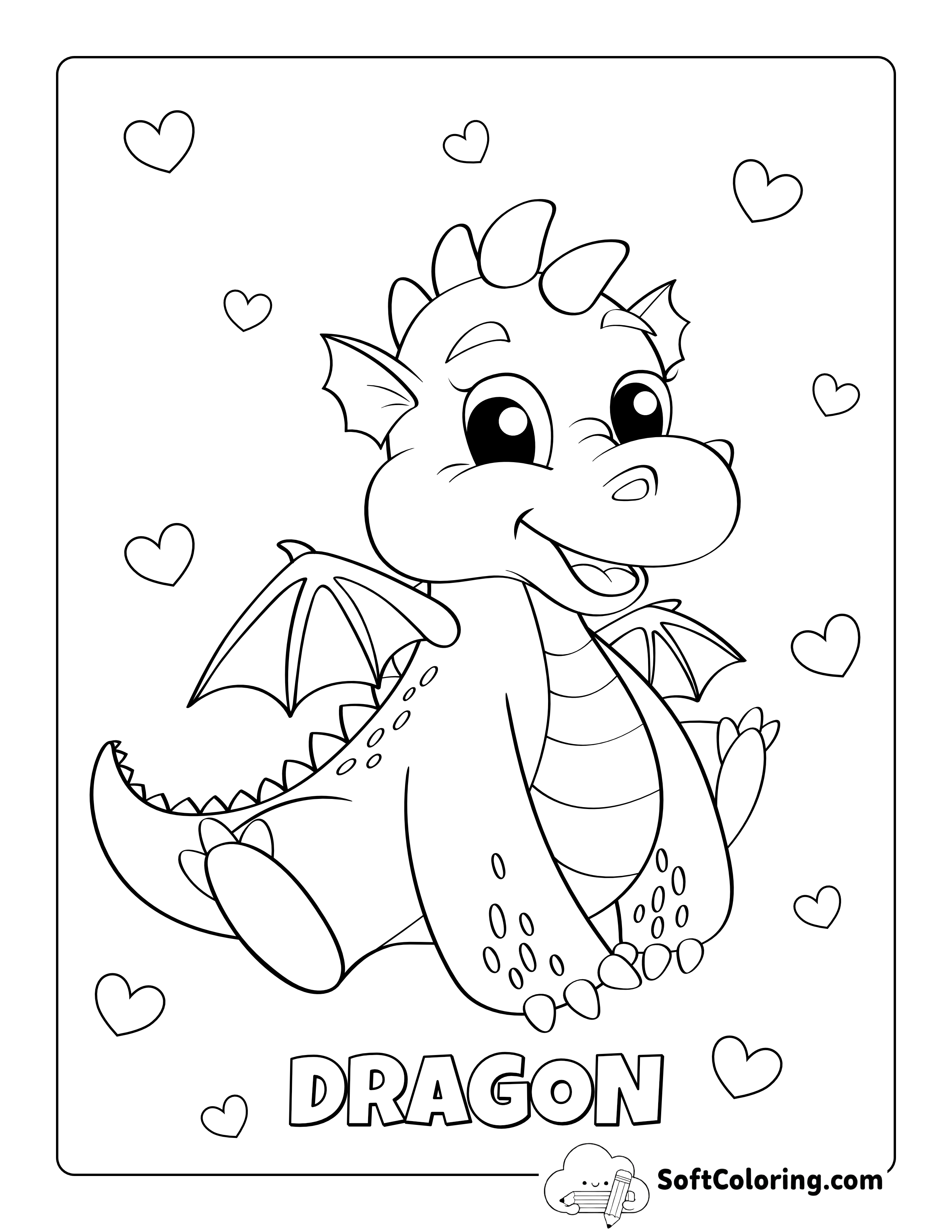 Cute Dragon Printable Toddler Coloring Page
