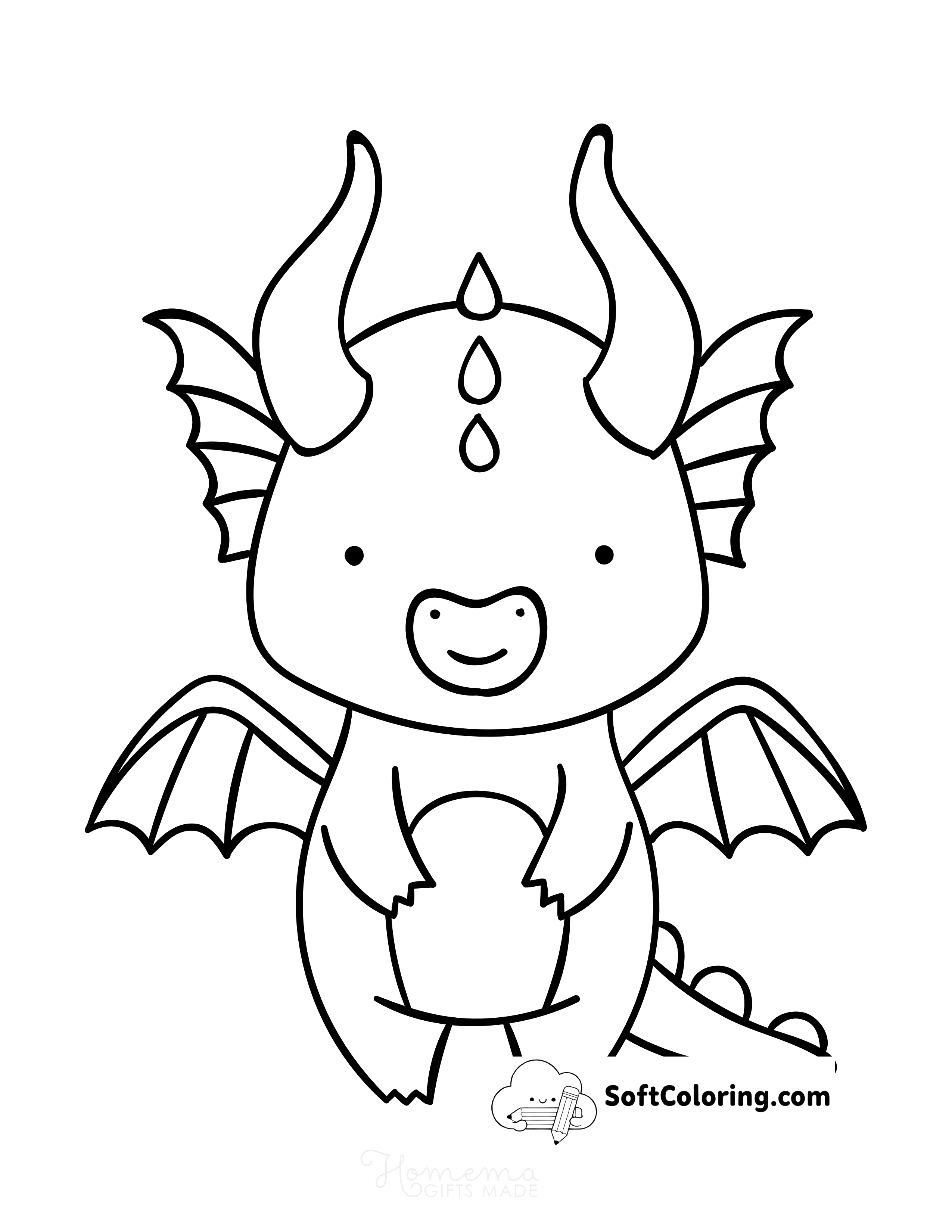 Cute Horned Dragon Coloring Sheet