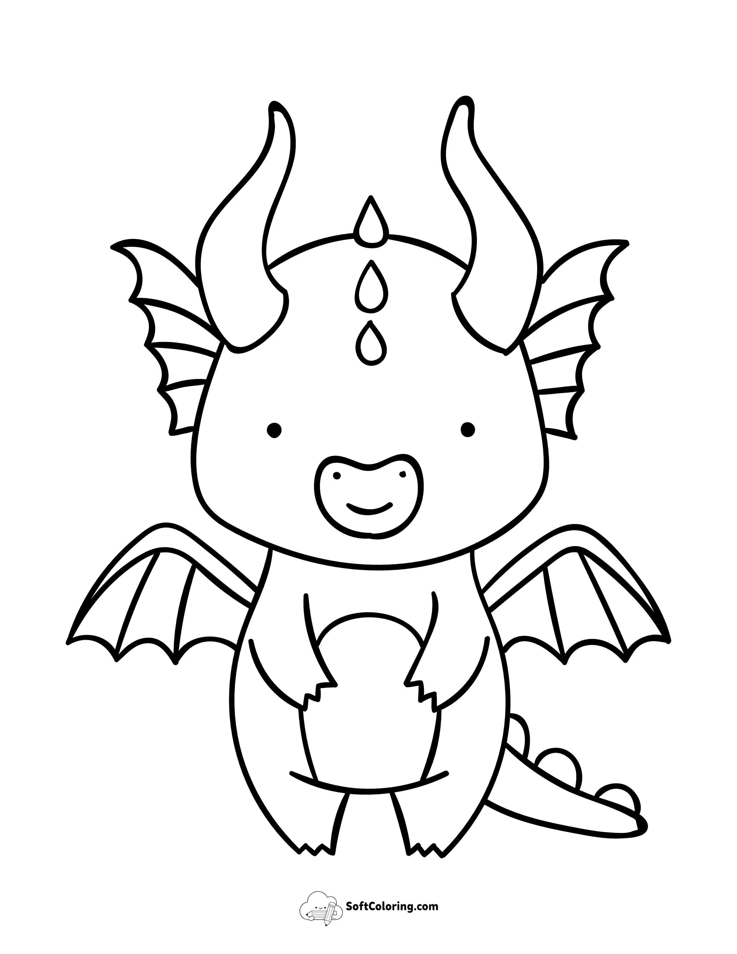 Cute Horned Dragon Coloring Sheet