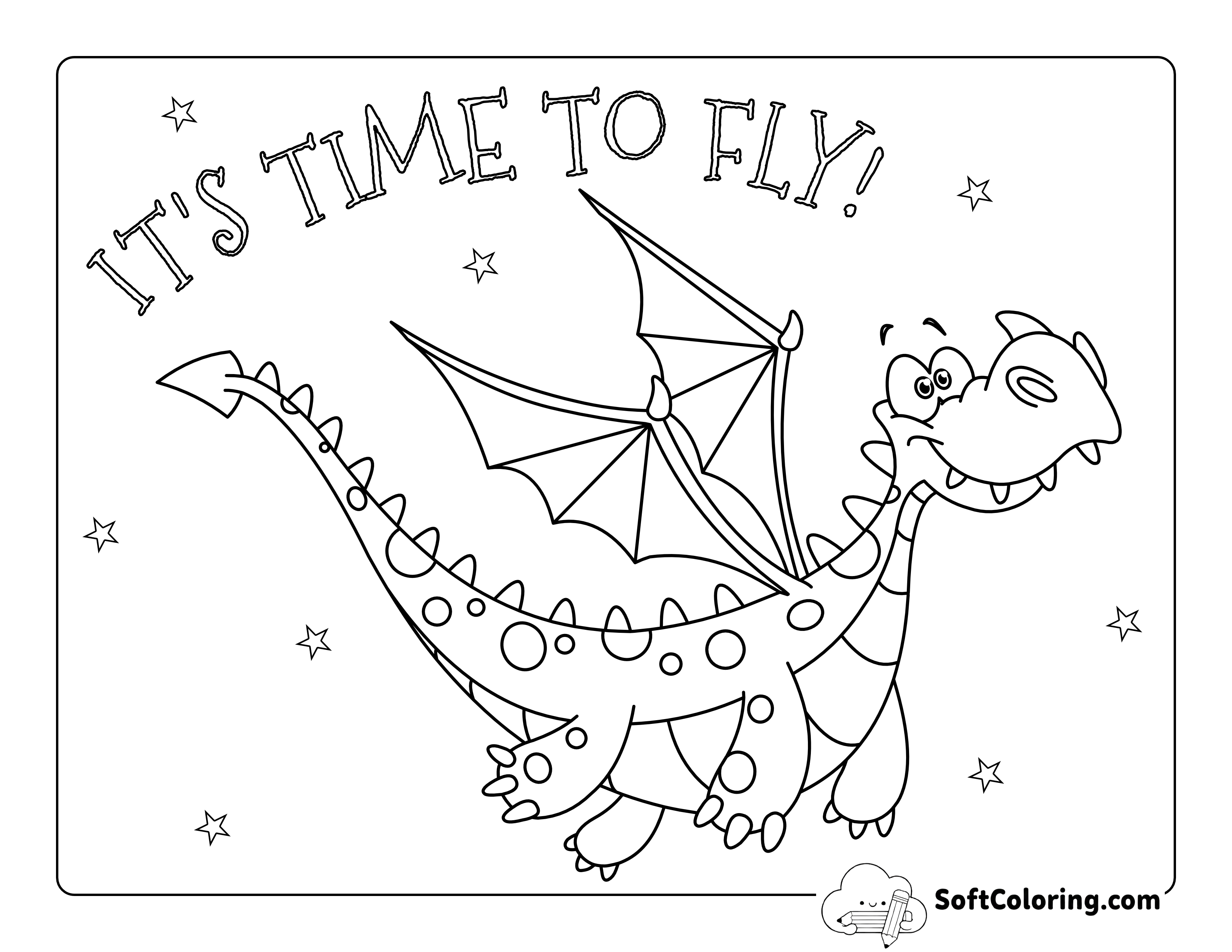 Cute Spotty Flying Dragon to Color