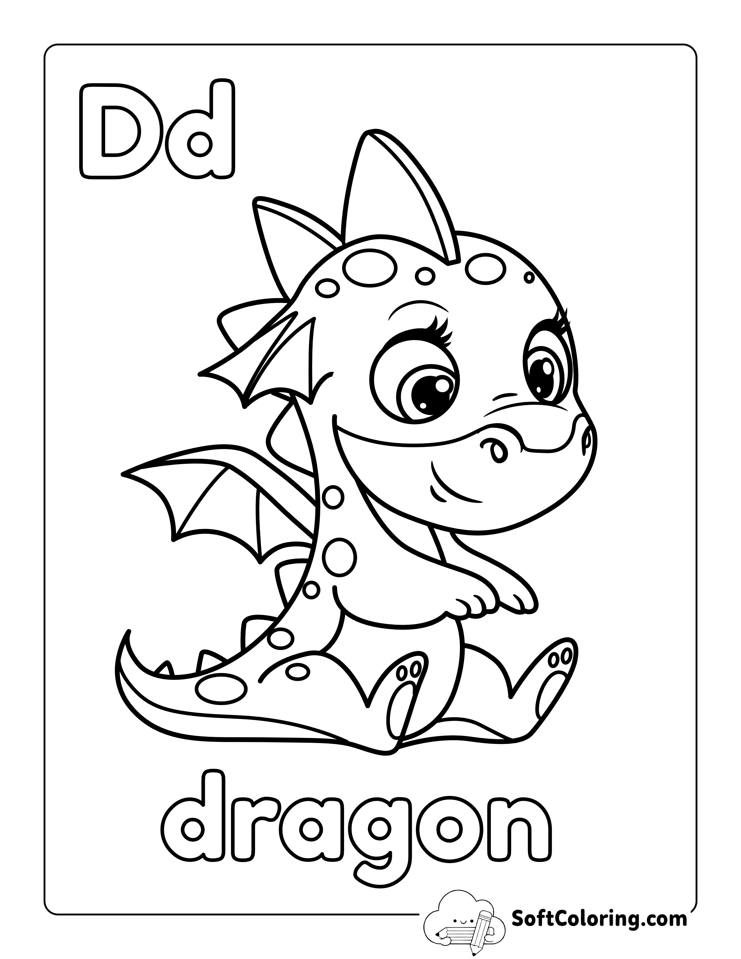 Cute Baby Dragon Coloring Sheet for Kids