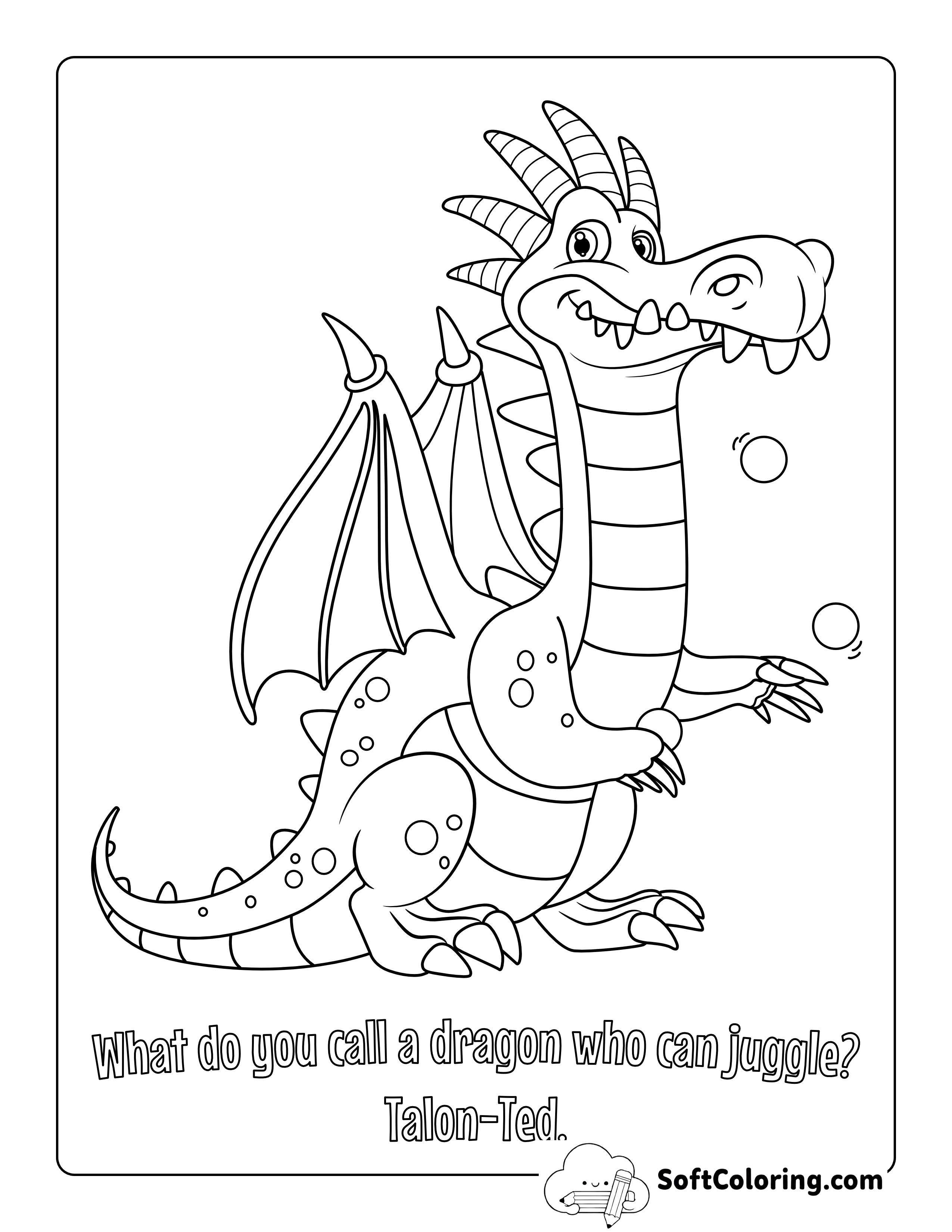 Cute Toothy Dragon Joke Coloring Page