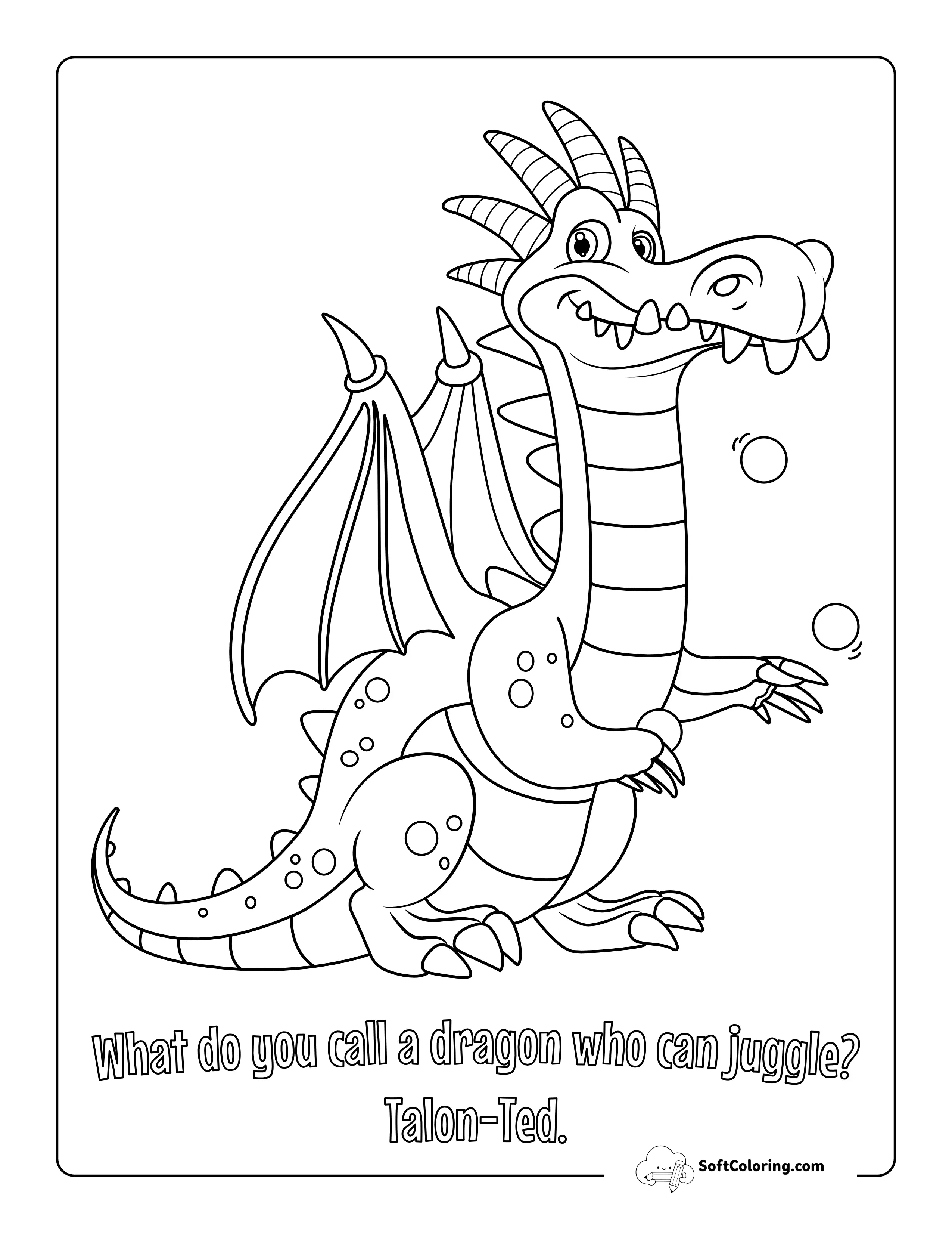 Cute Toothy Dragon Coloring Page