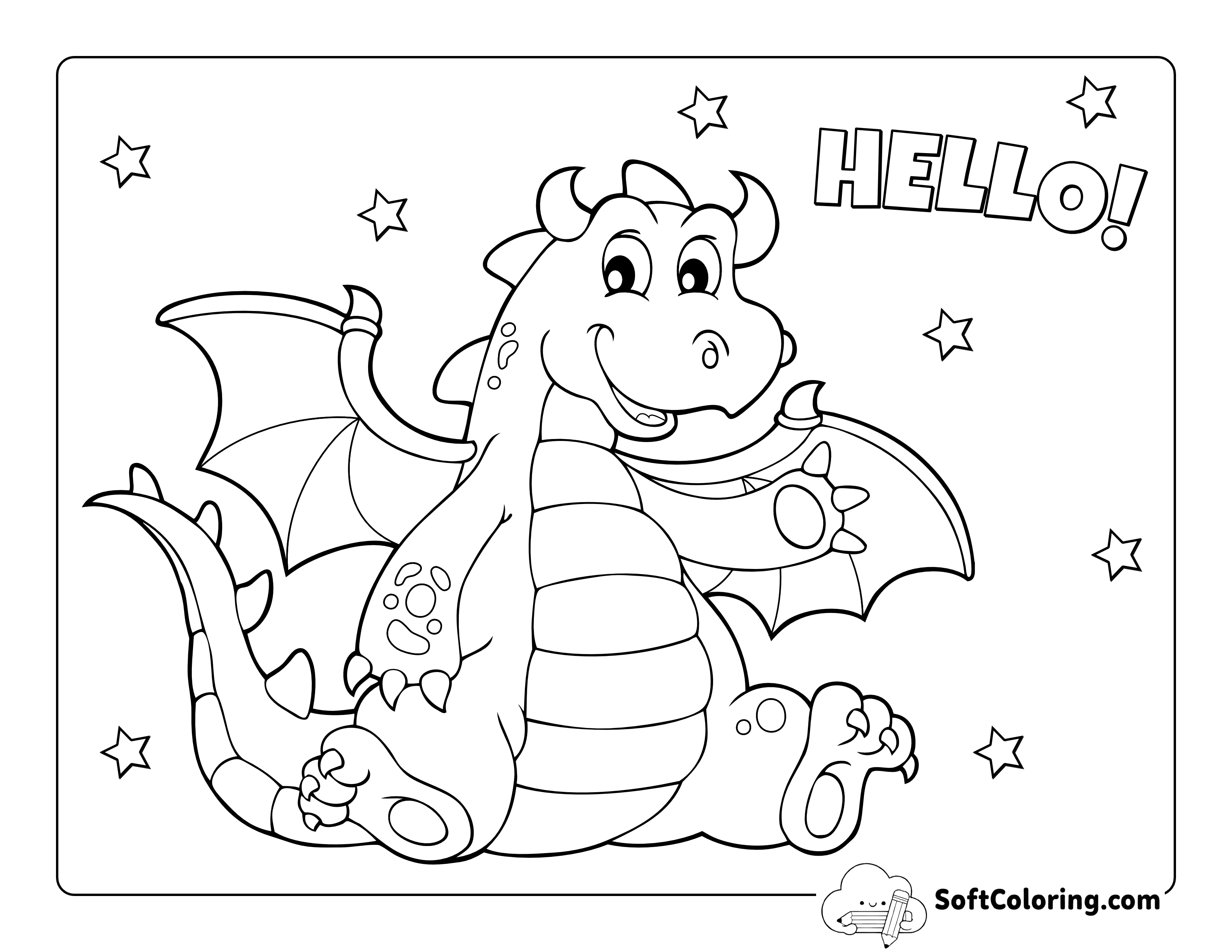 Waving Dragon Coloring Sheet for Preschoolers