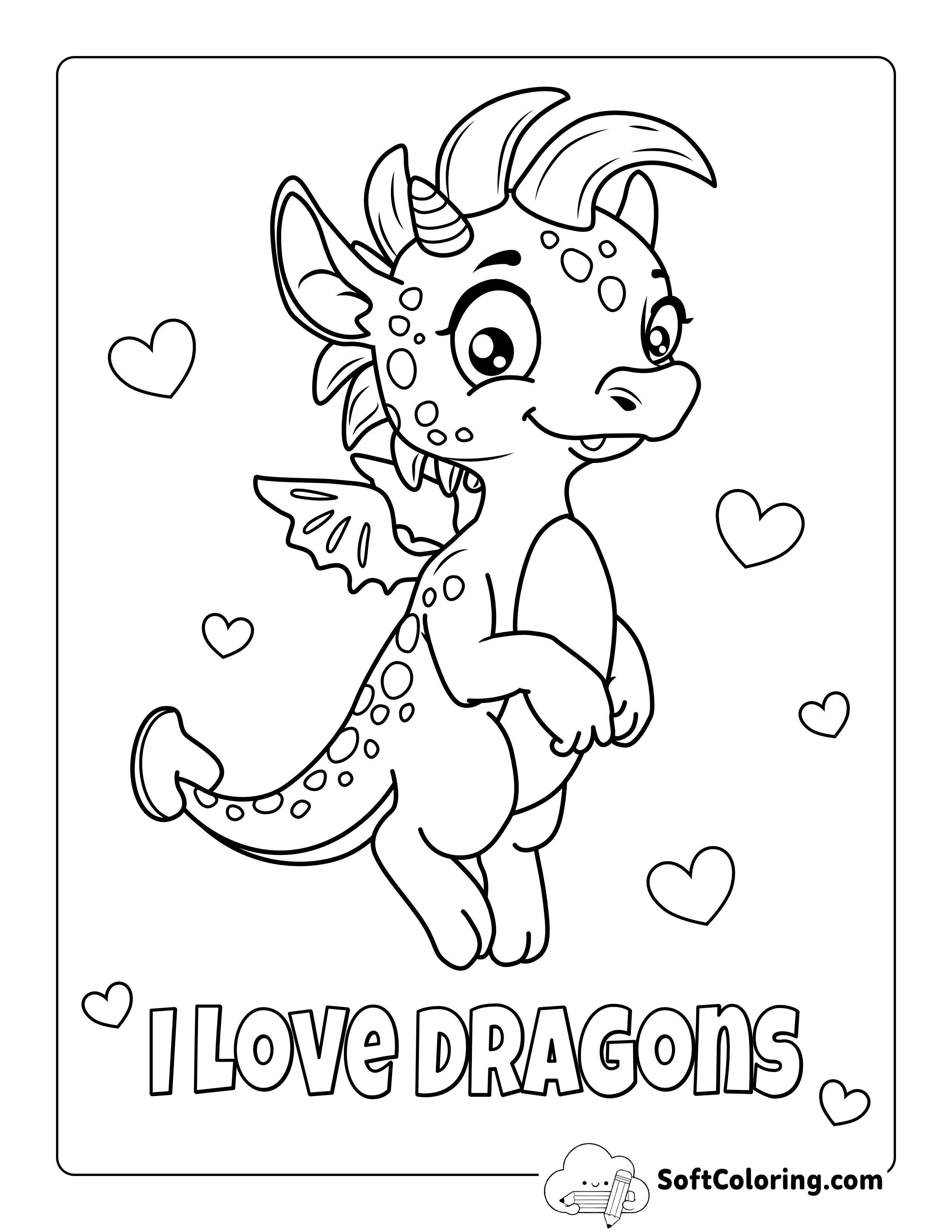 Cute Dragon Coloring Sheet for Kids
