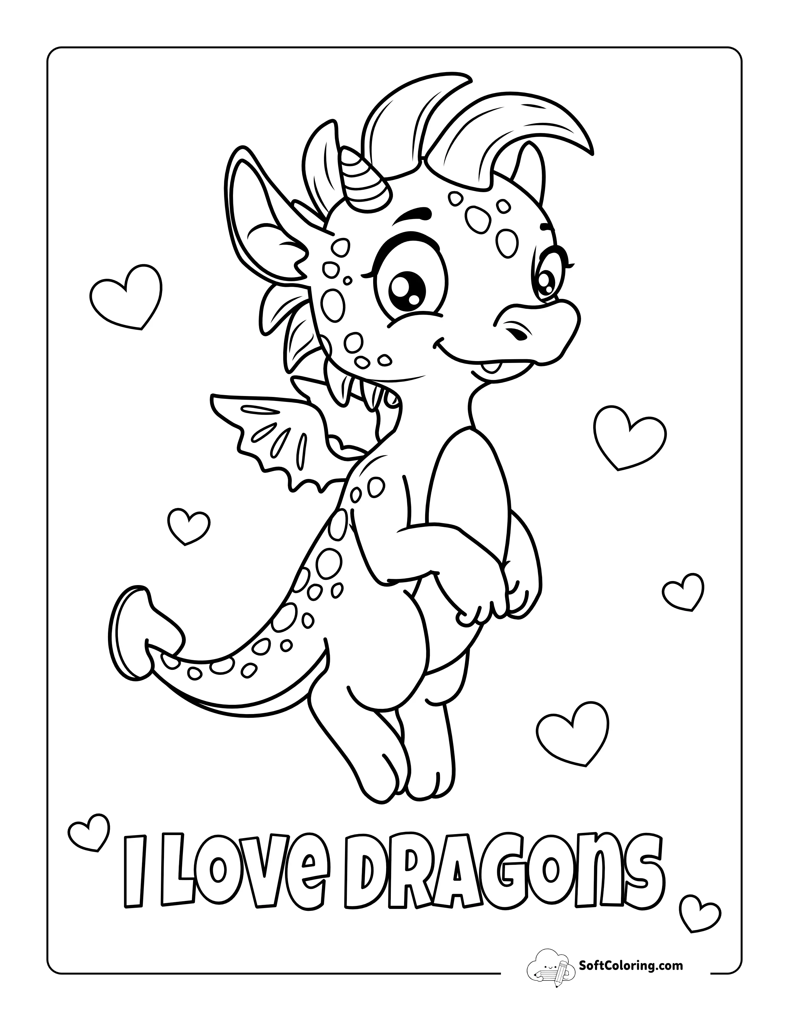 Cute Dragon Coloring Sheet For Kids