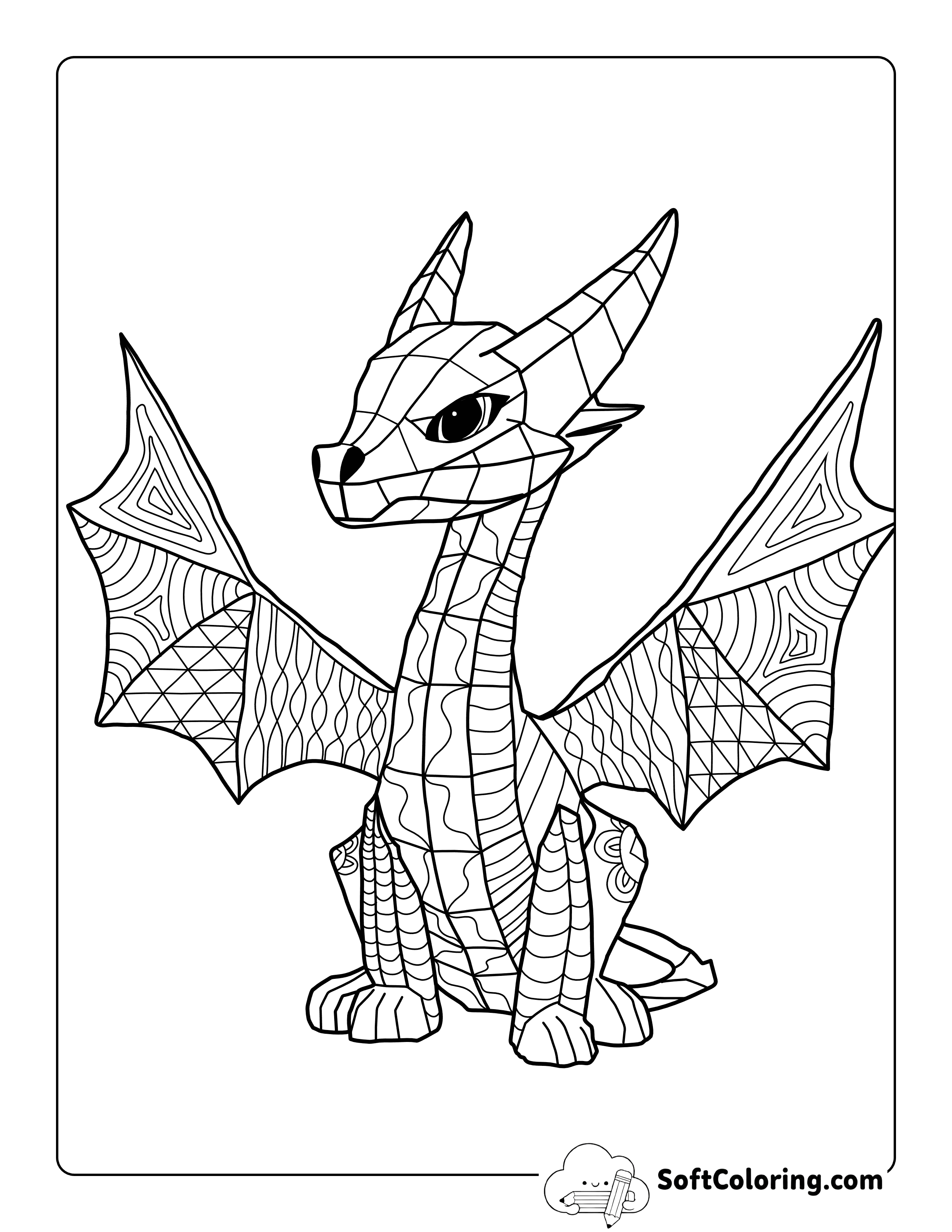 *NEW* Geometric Dragon Coloring Page for Kids