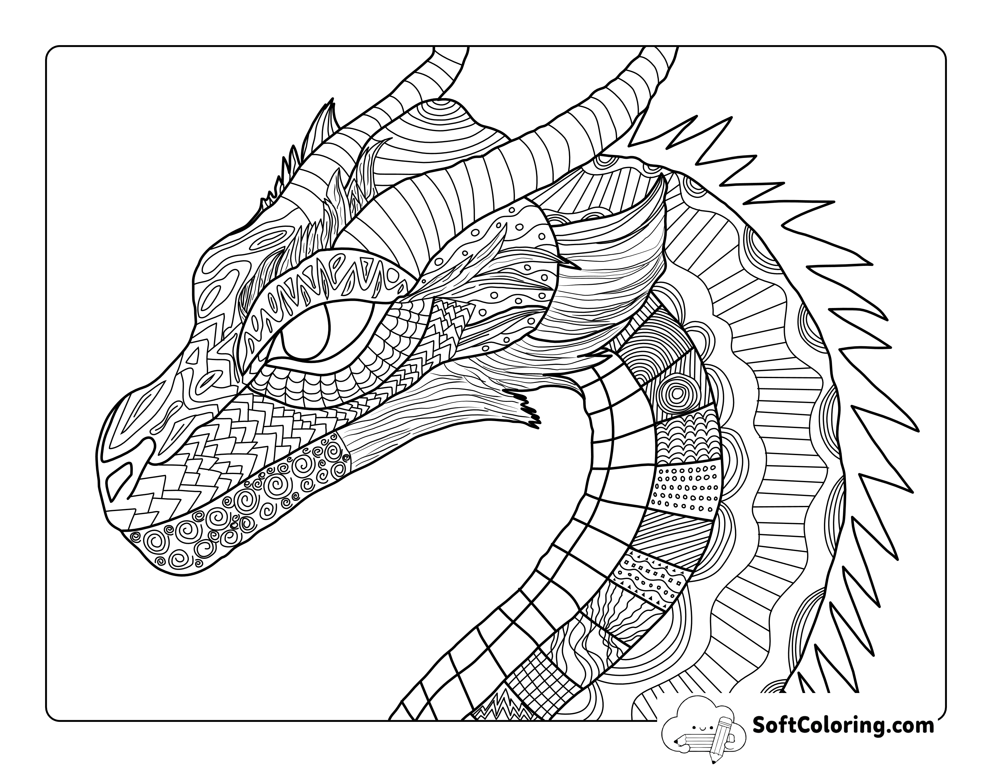 *NEW* Patterned Dragon Head Zentangle for Teens