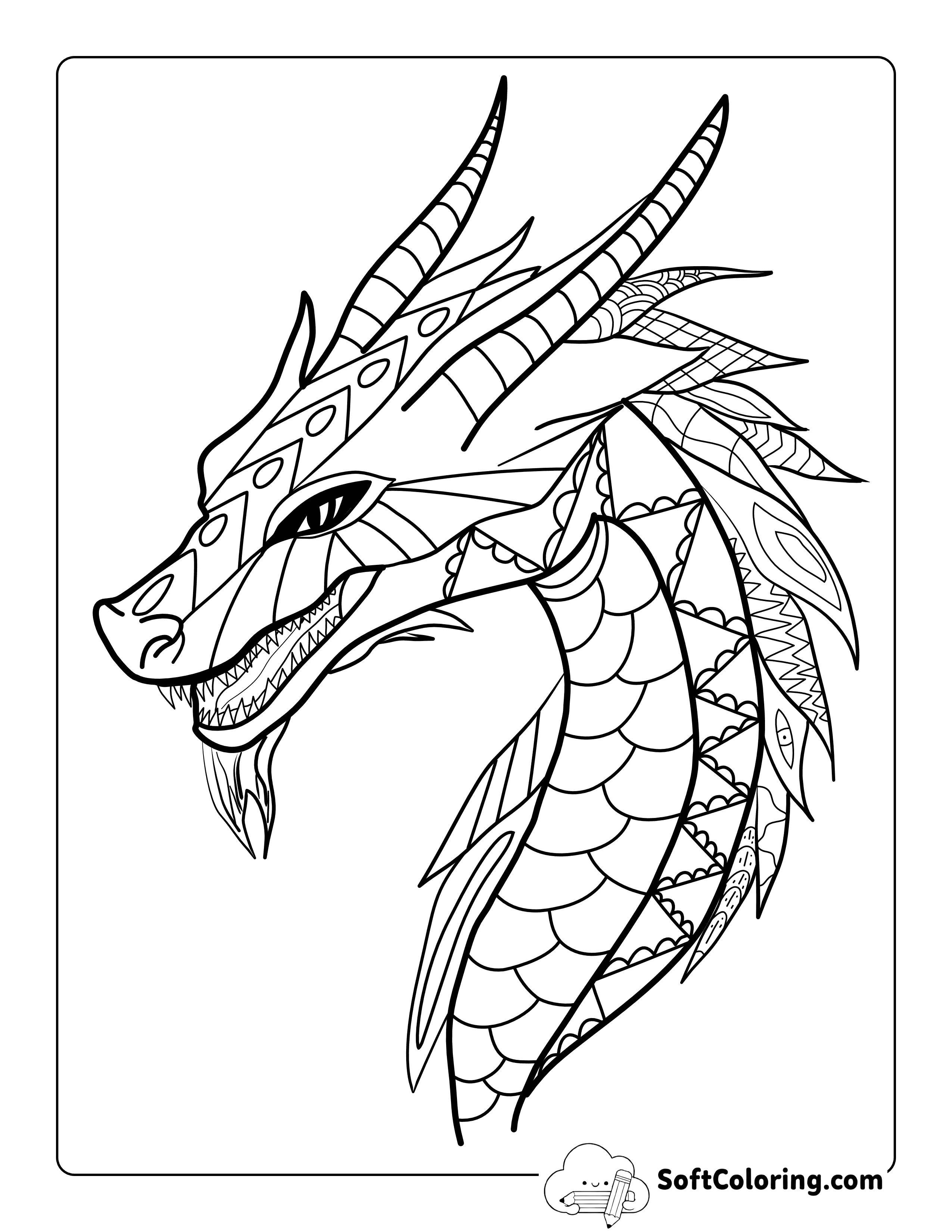 *NEW* Easy Realistic Dragon for Kids to Color