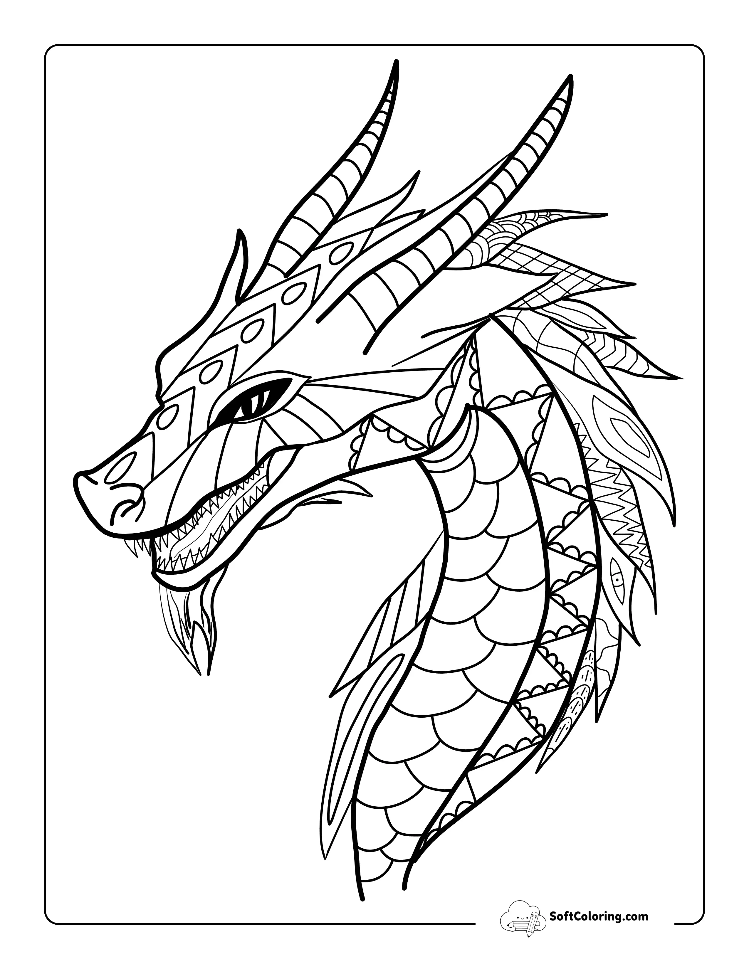 *New* Easy Realistic Dragon For Kids To Color