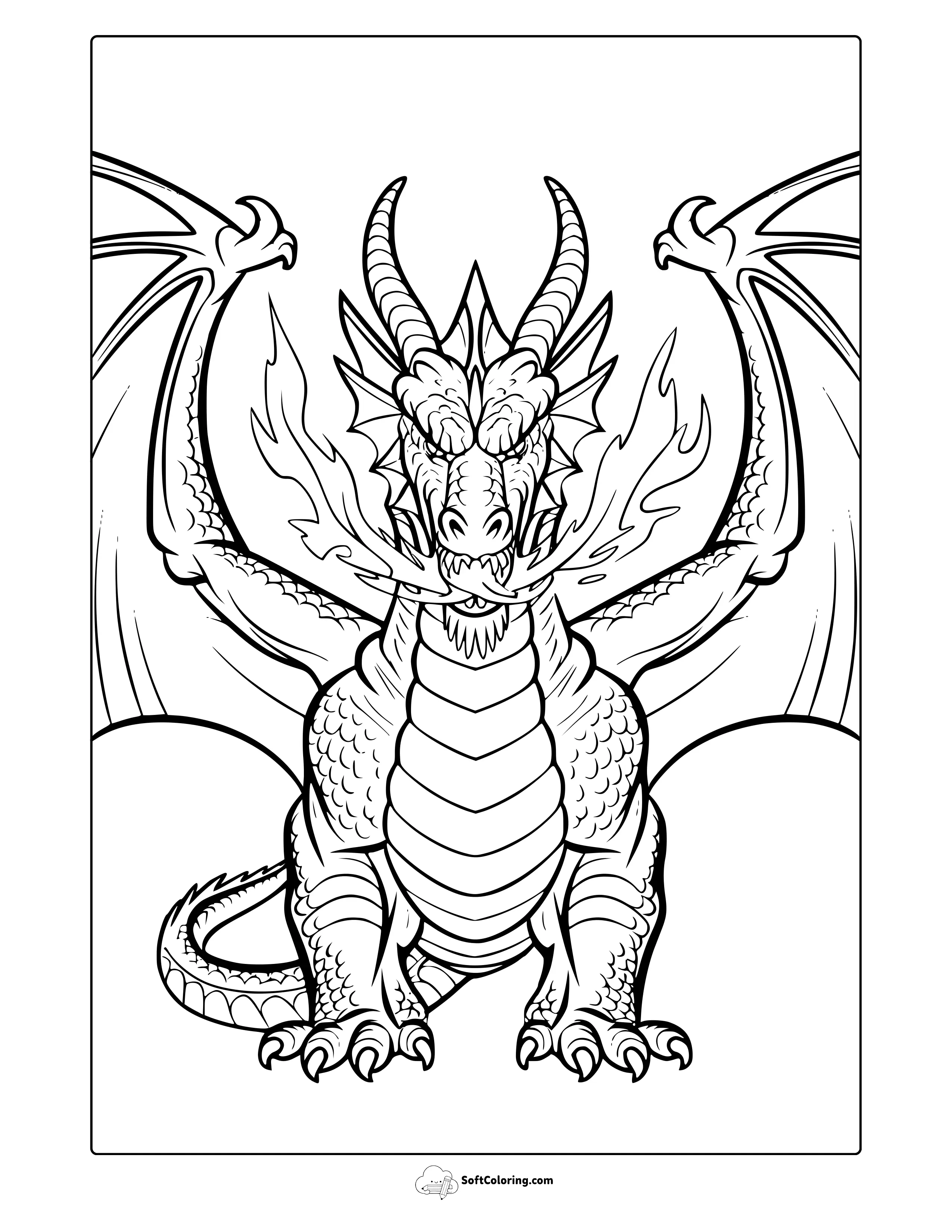 Dragon Fire Coloring Page