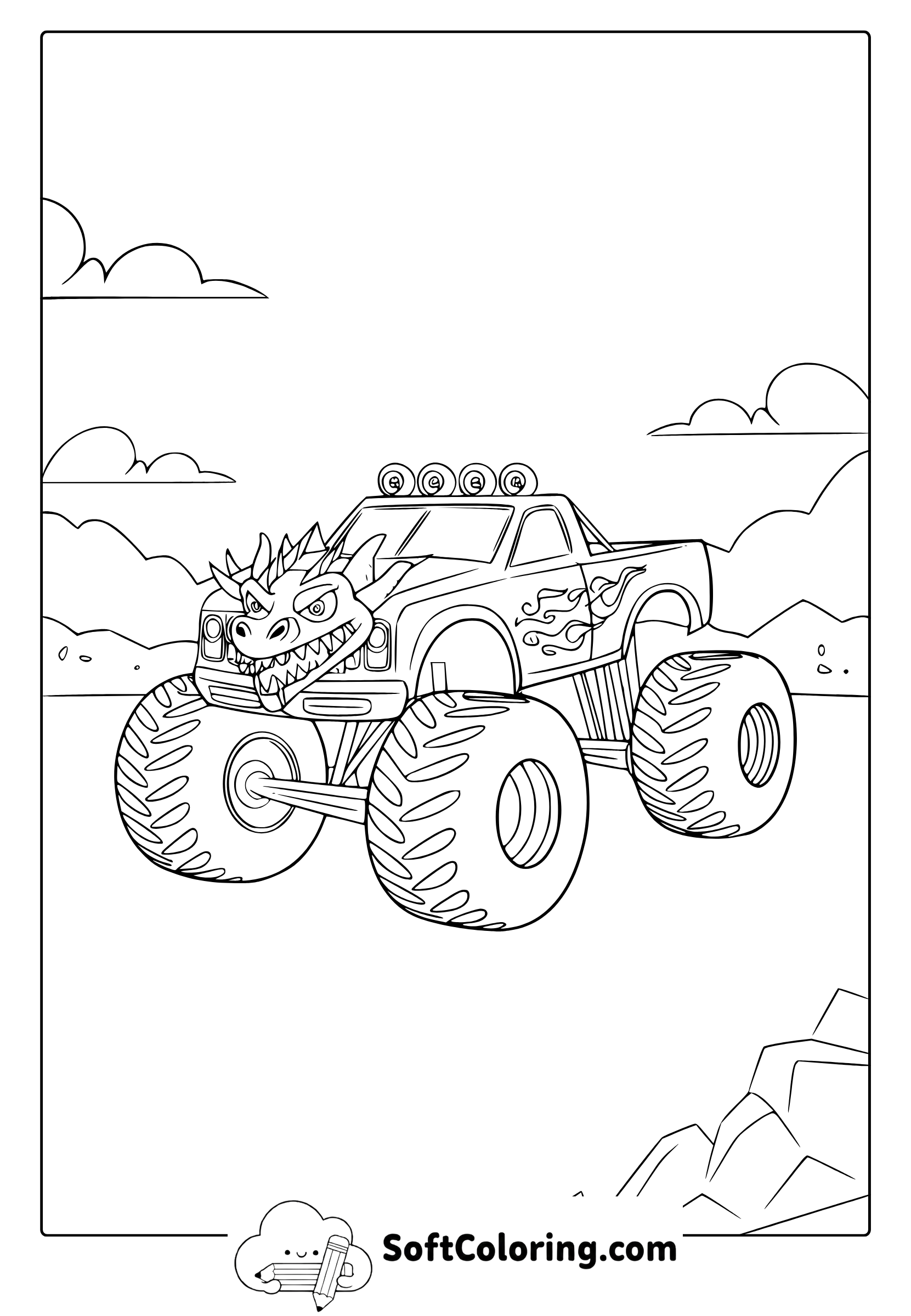 dragon monster truck coloring page
