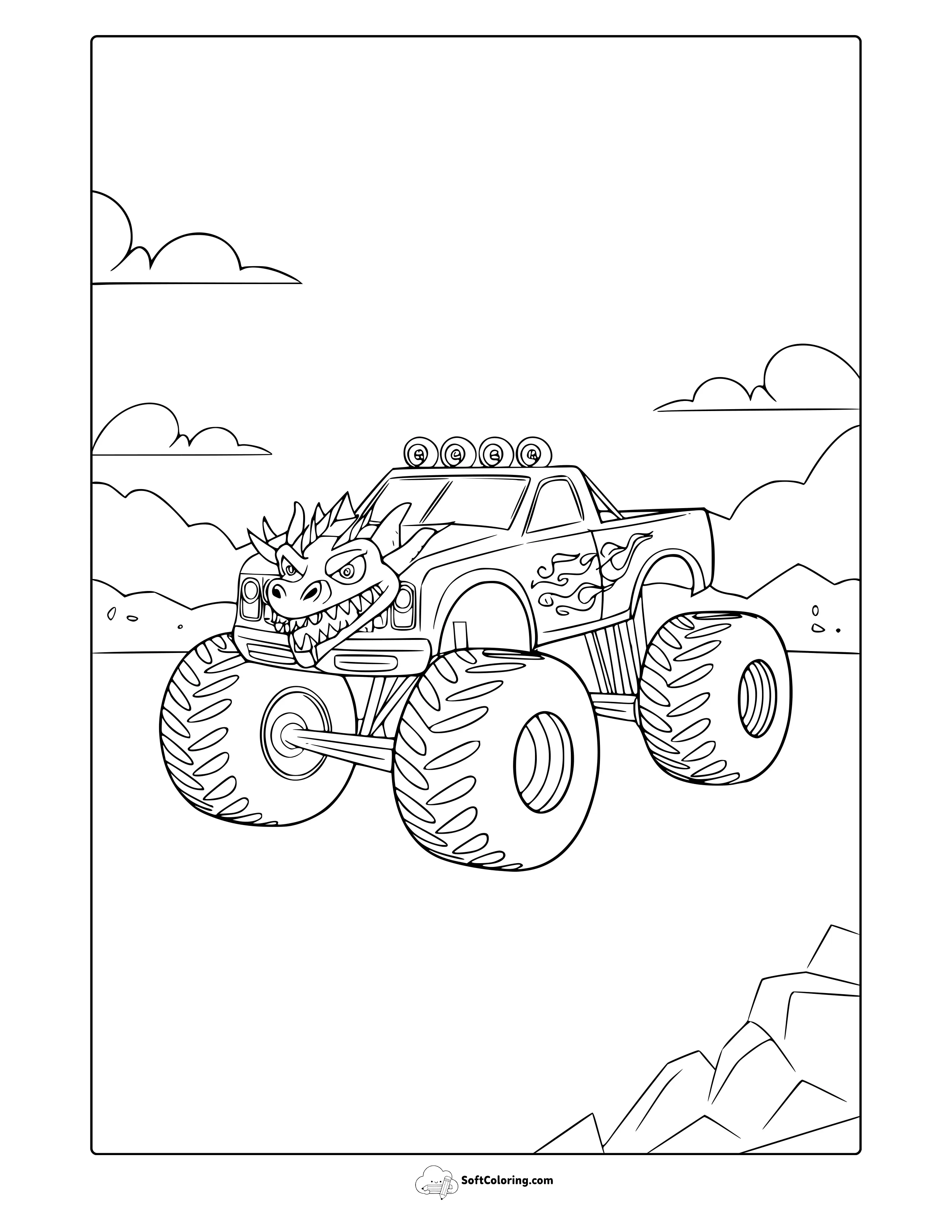 Dragon Monster Truck Coloring Page