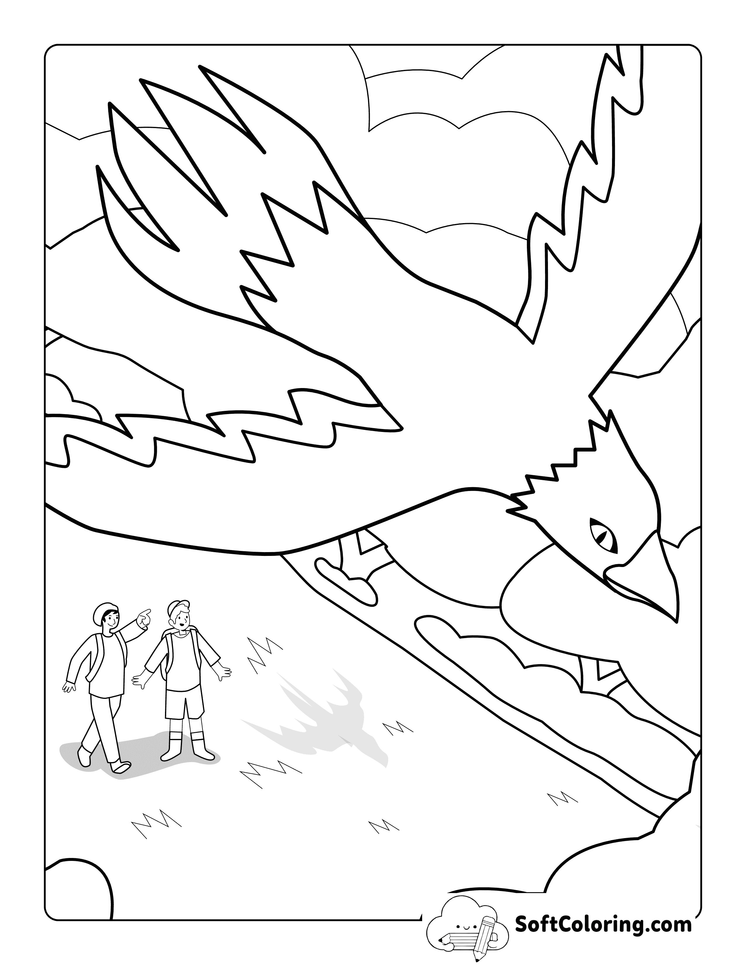 Cute Eagle-Watching Coloring Page for Kids