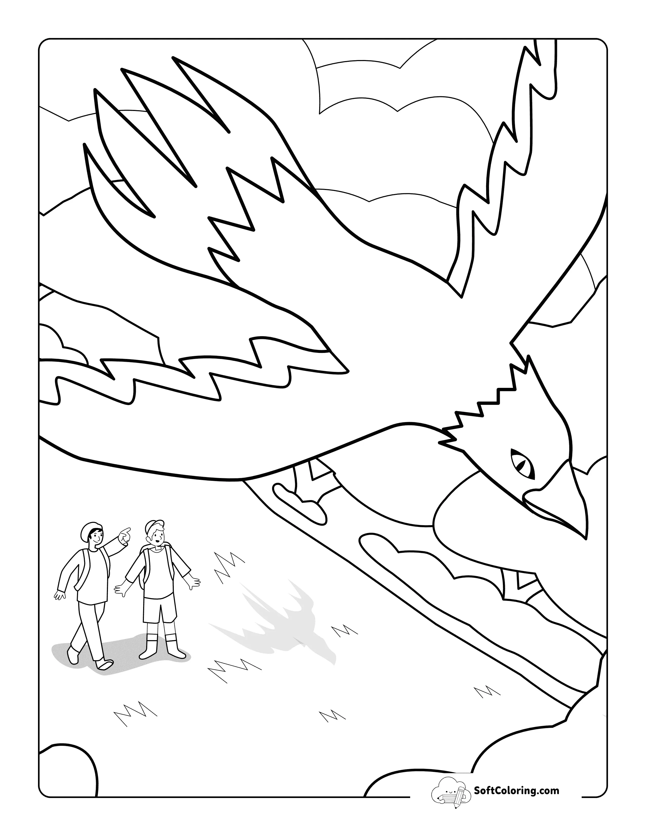 Cute Eagle-Watching Coloring Page For Kids
