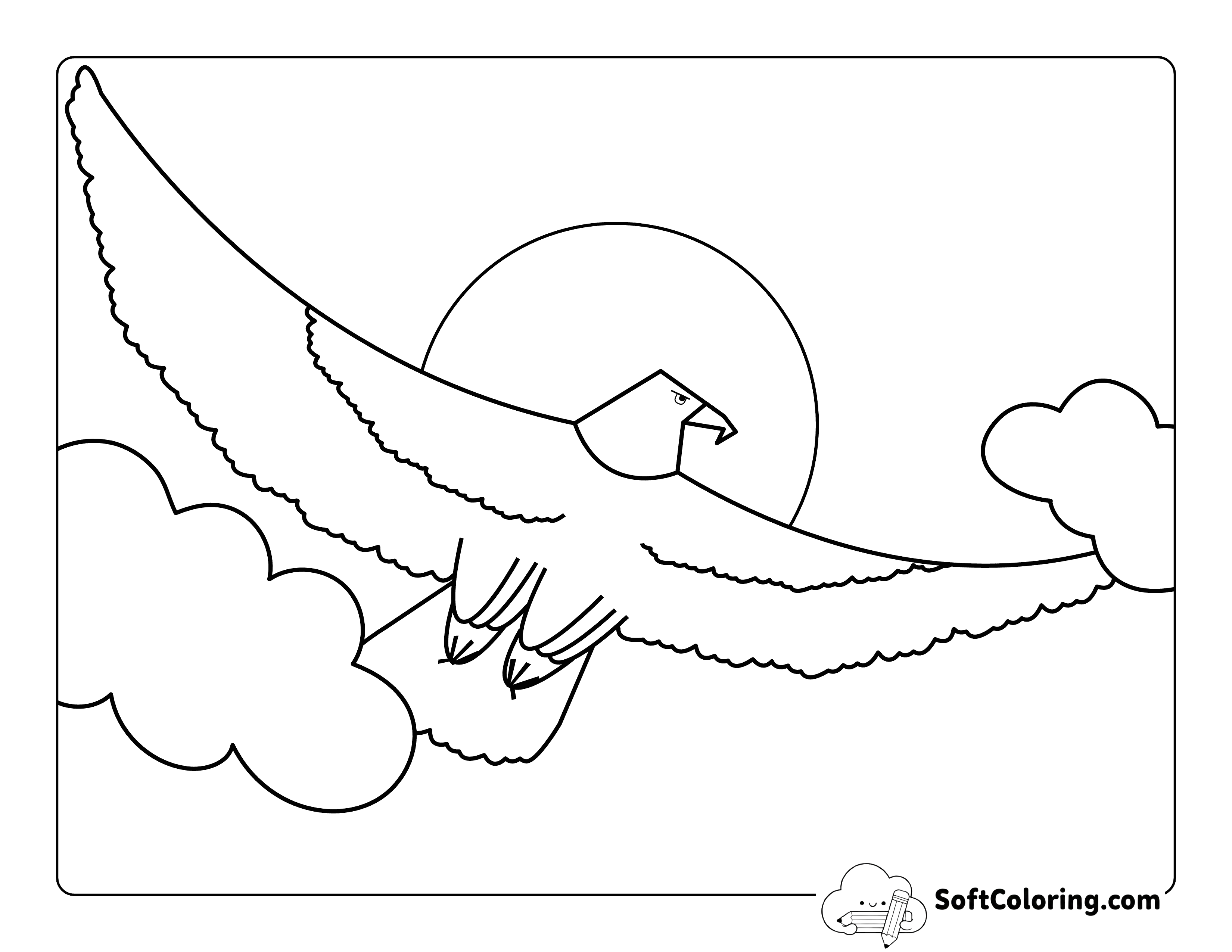 Simple Bald Eagle Coloring Page for Kids
