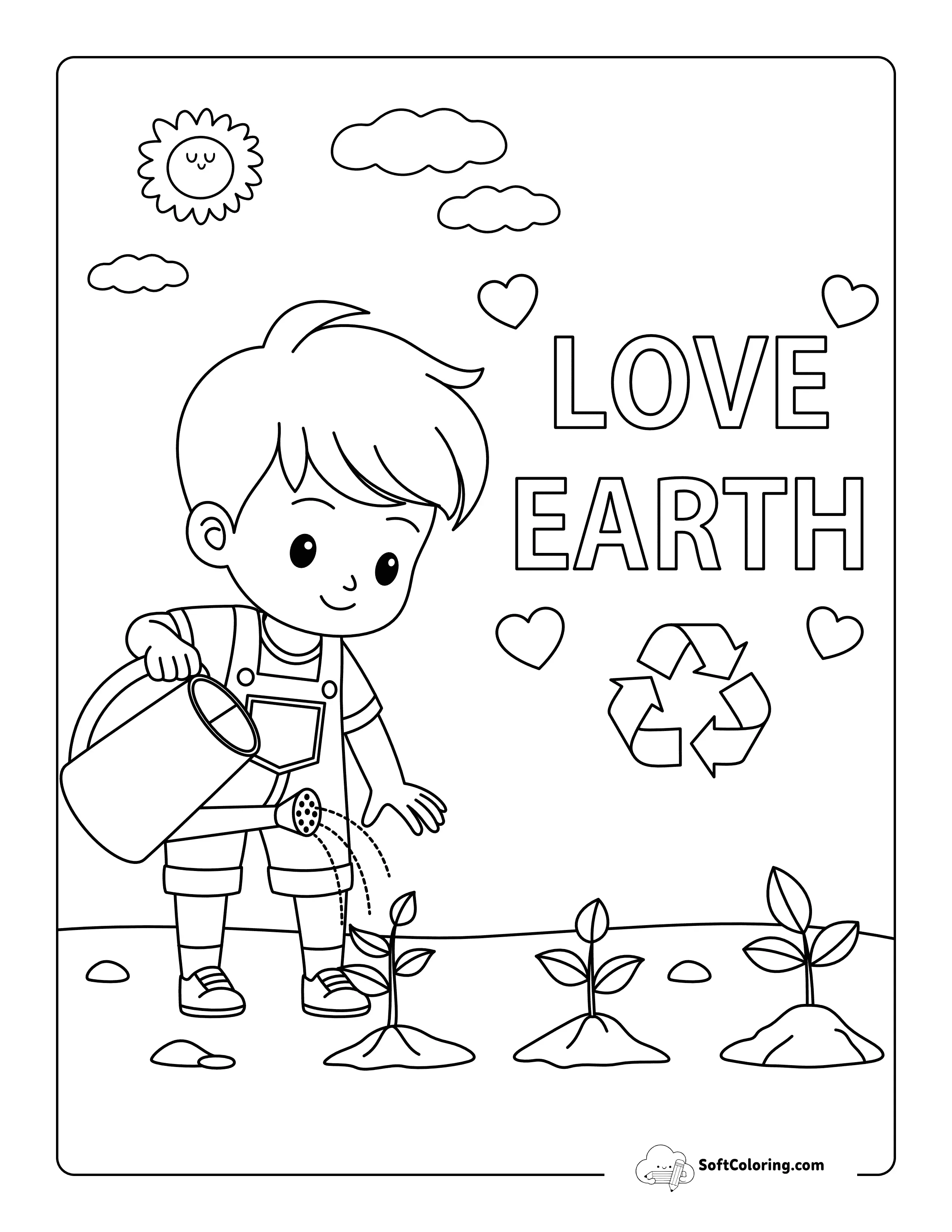 "Love Earth" Easy Gardening Coloring Sheet