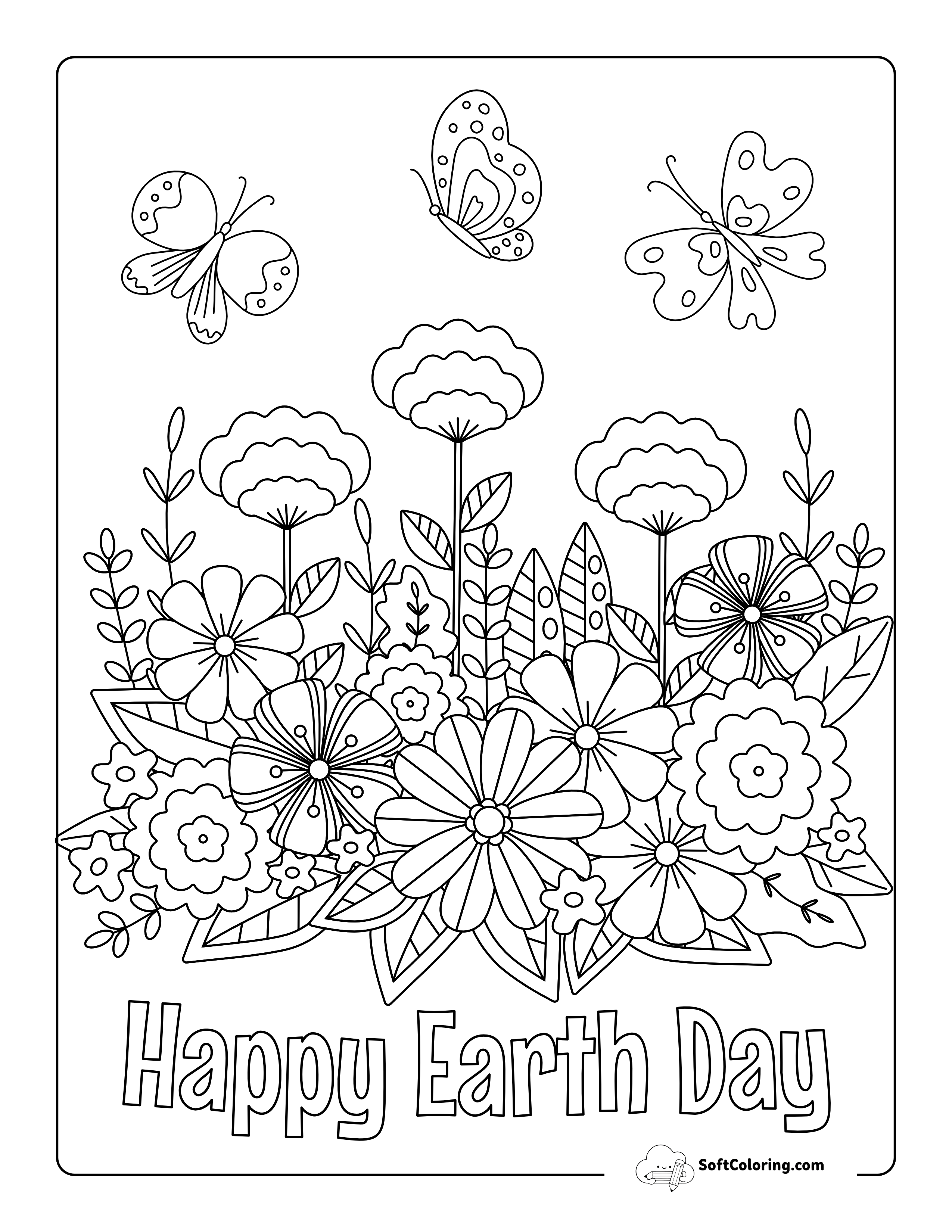 "Happy Earth Day" Garden Coloring Sheet