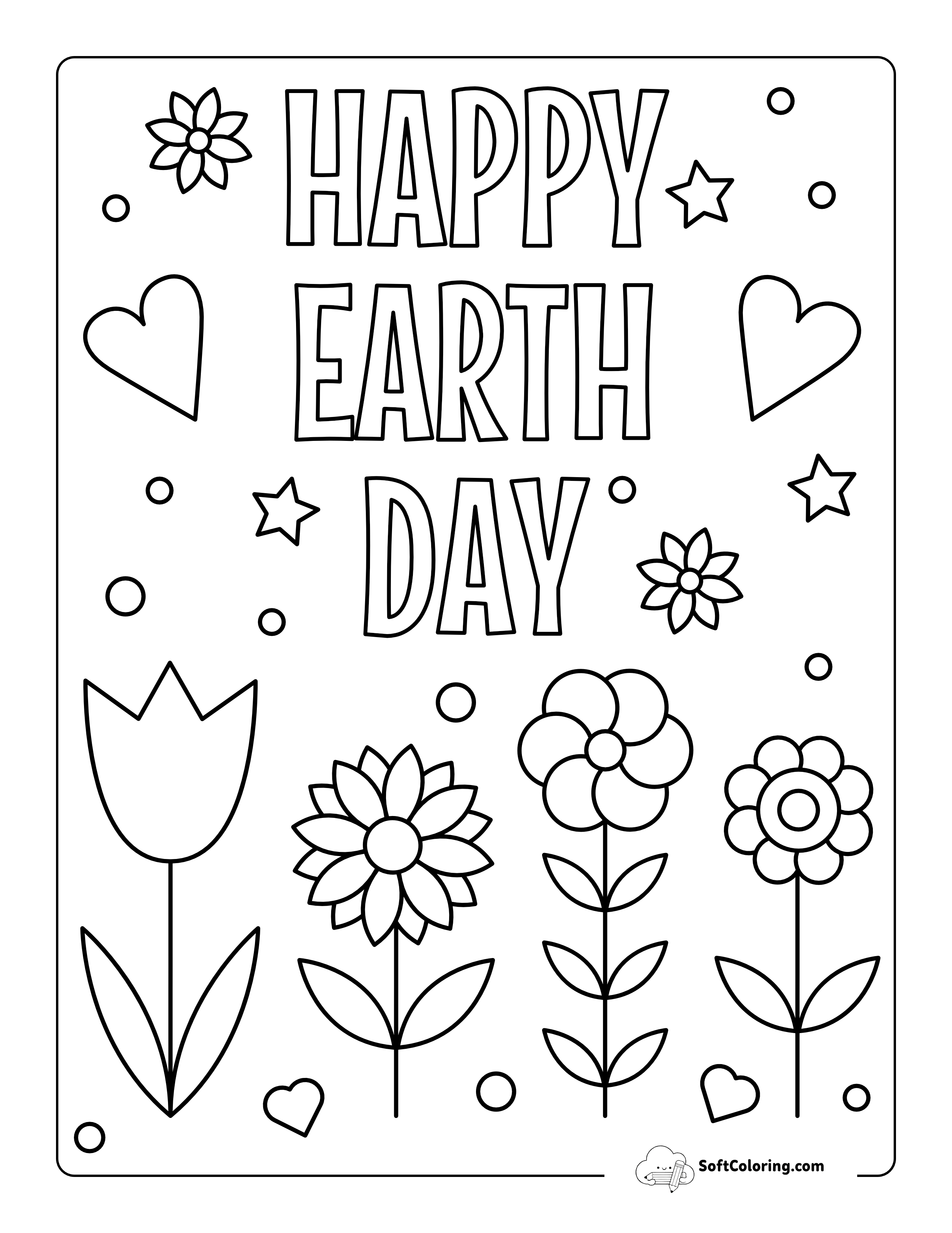 "Happy Earth Day" Coloring Page For Kids